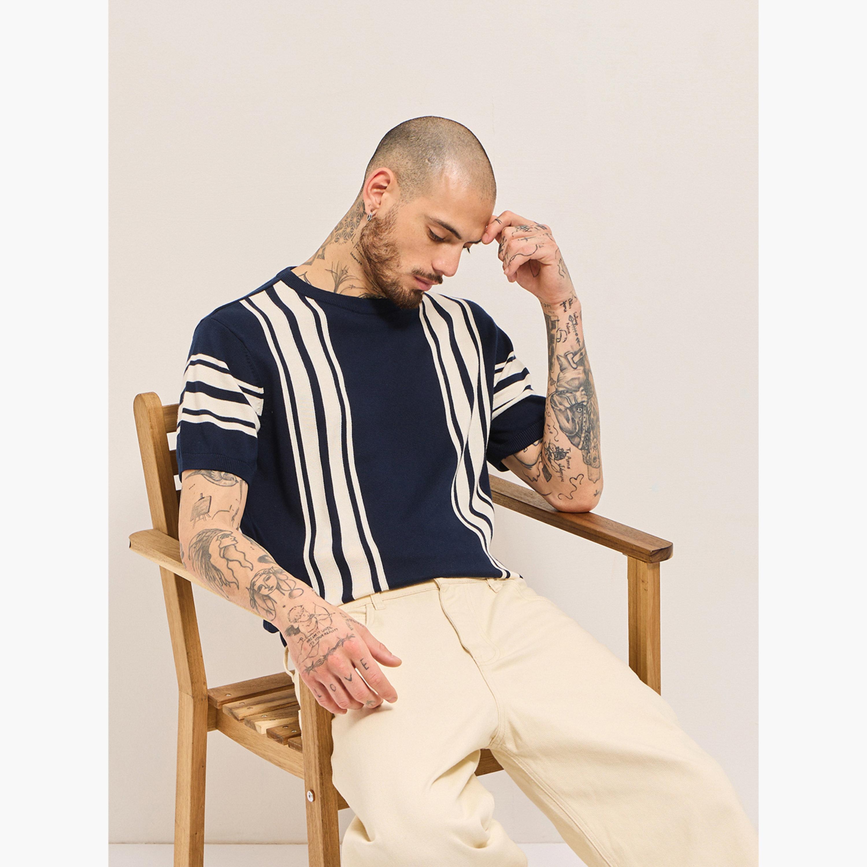 The Bear House X Styli Men Pure Cotton Striped Crew Neck T-Shirt-men-clothing-tshirtsandpolos-tshirts-image-5