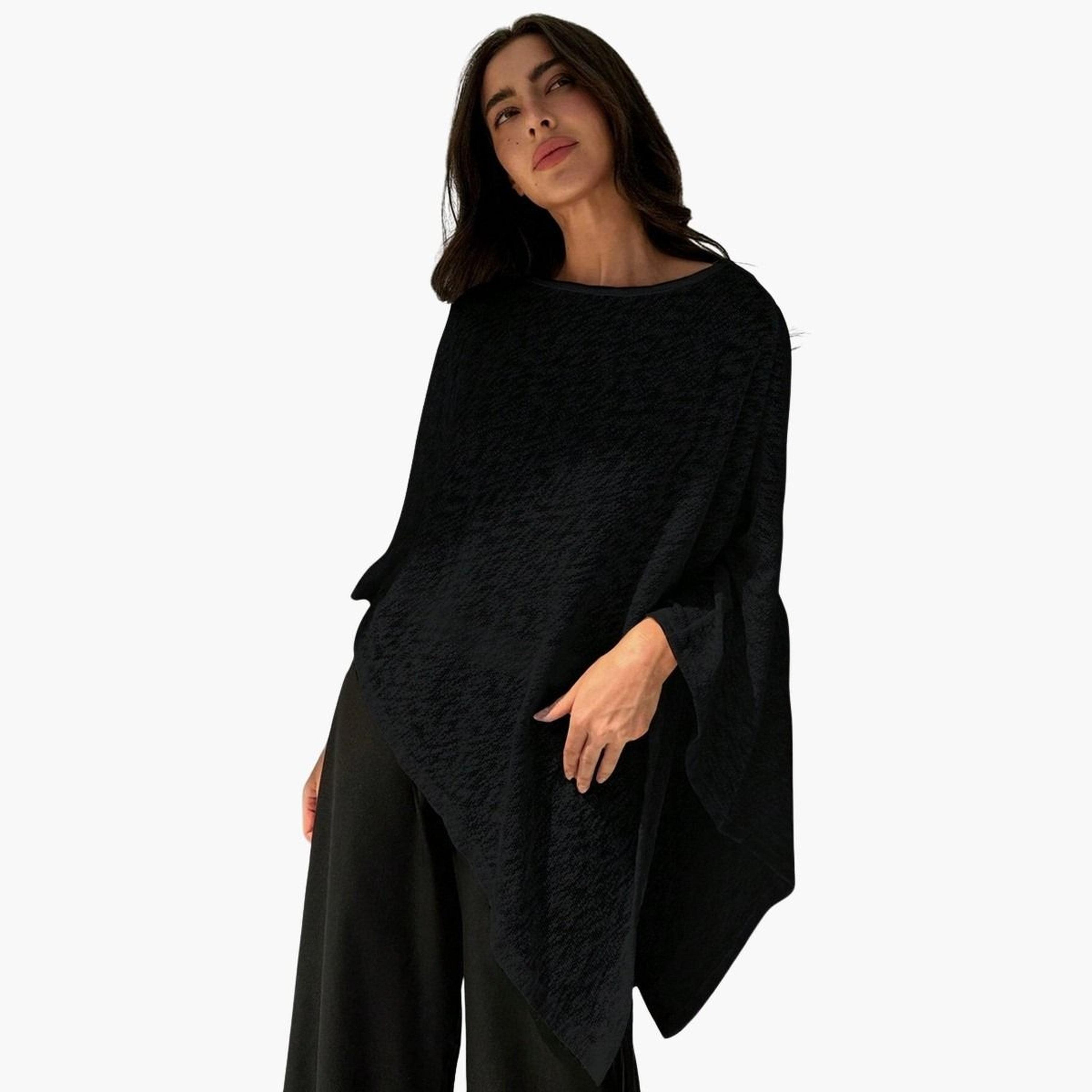 Take Two Women Solid Textured Round Neck Cape Top-women-clothing-shirtsandblouses-blouses-image-1