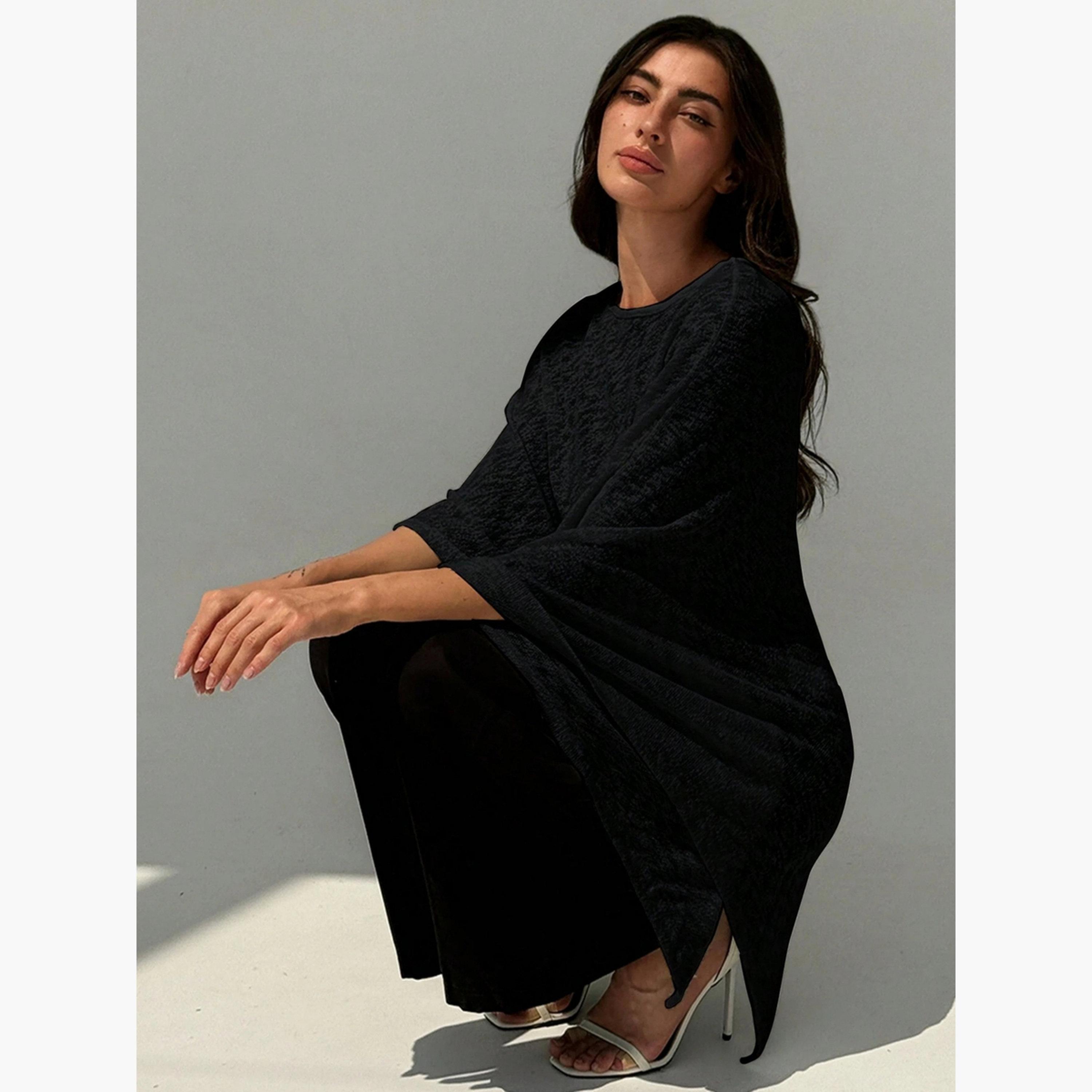 Take Two Women Solid Textured Round Neck Cape Top-women-clothing-shirtsandblouses-blouses-image-4