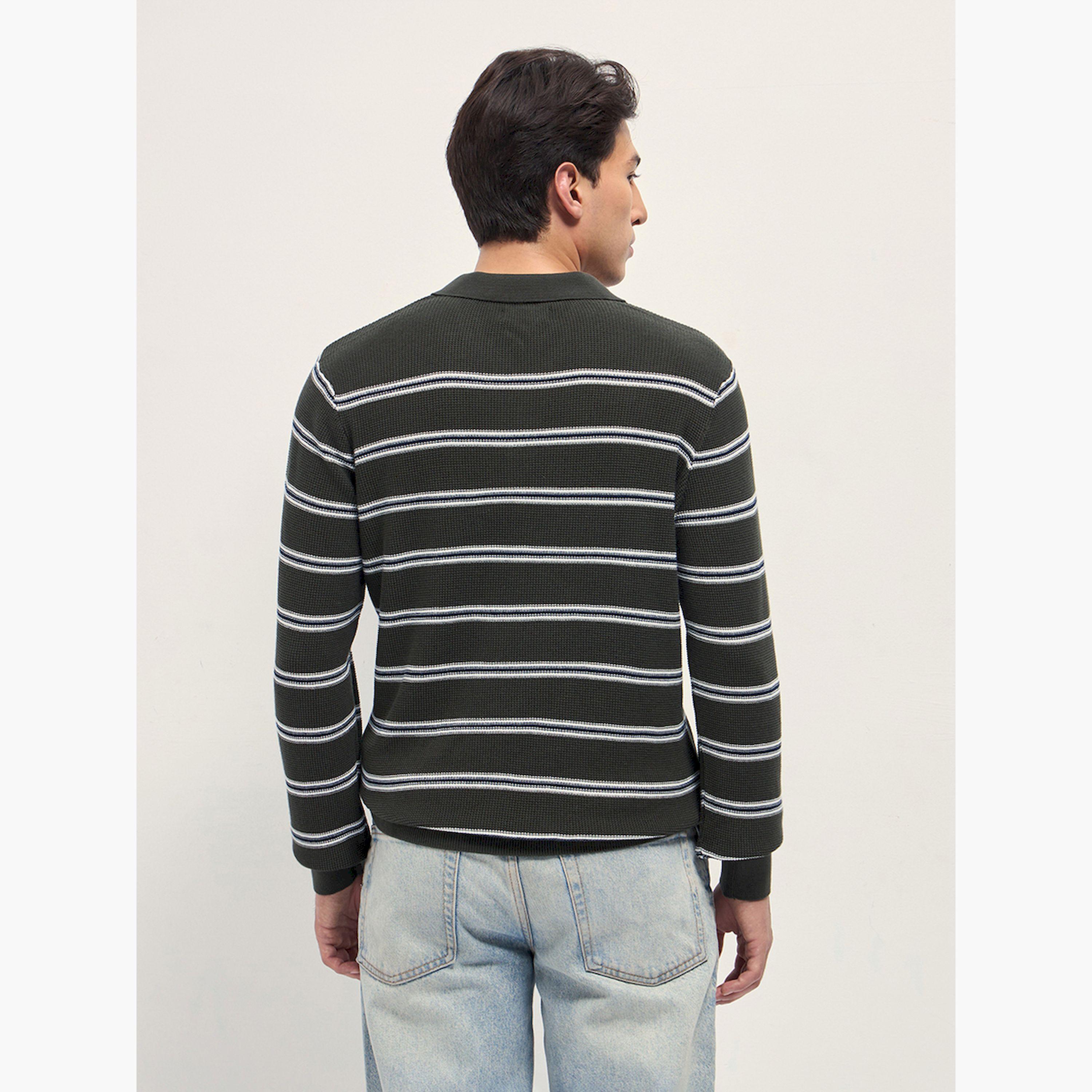 سويتر بولو رجالي قطن خالص محبوكة ومخططة-men-clothing-tshirtsandpolos-polos-image-5