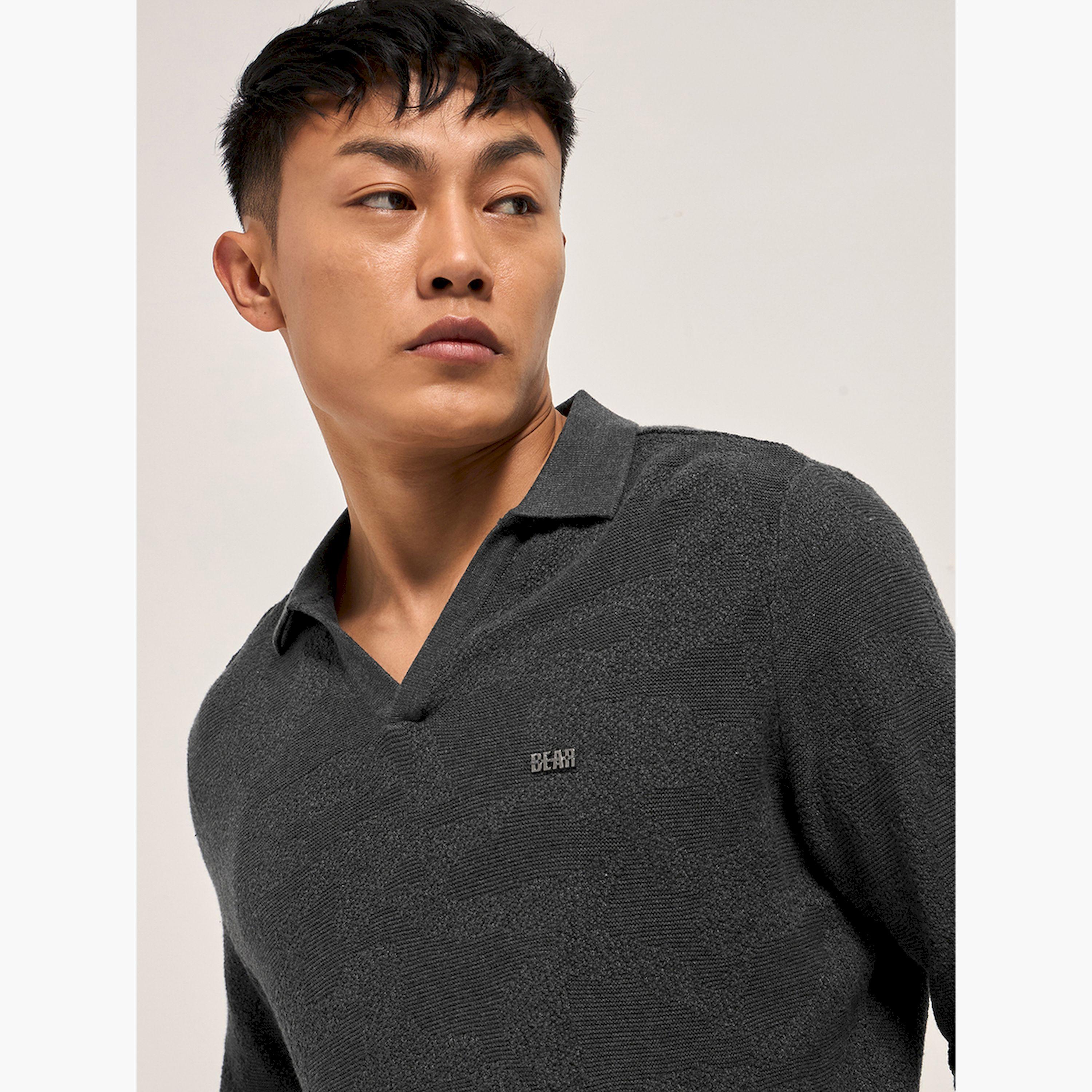قميص بولو رجالي قطني سادة وقصة ضيقة-men-clothing-tshirtsandpolos-polos-image-3