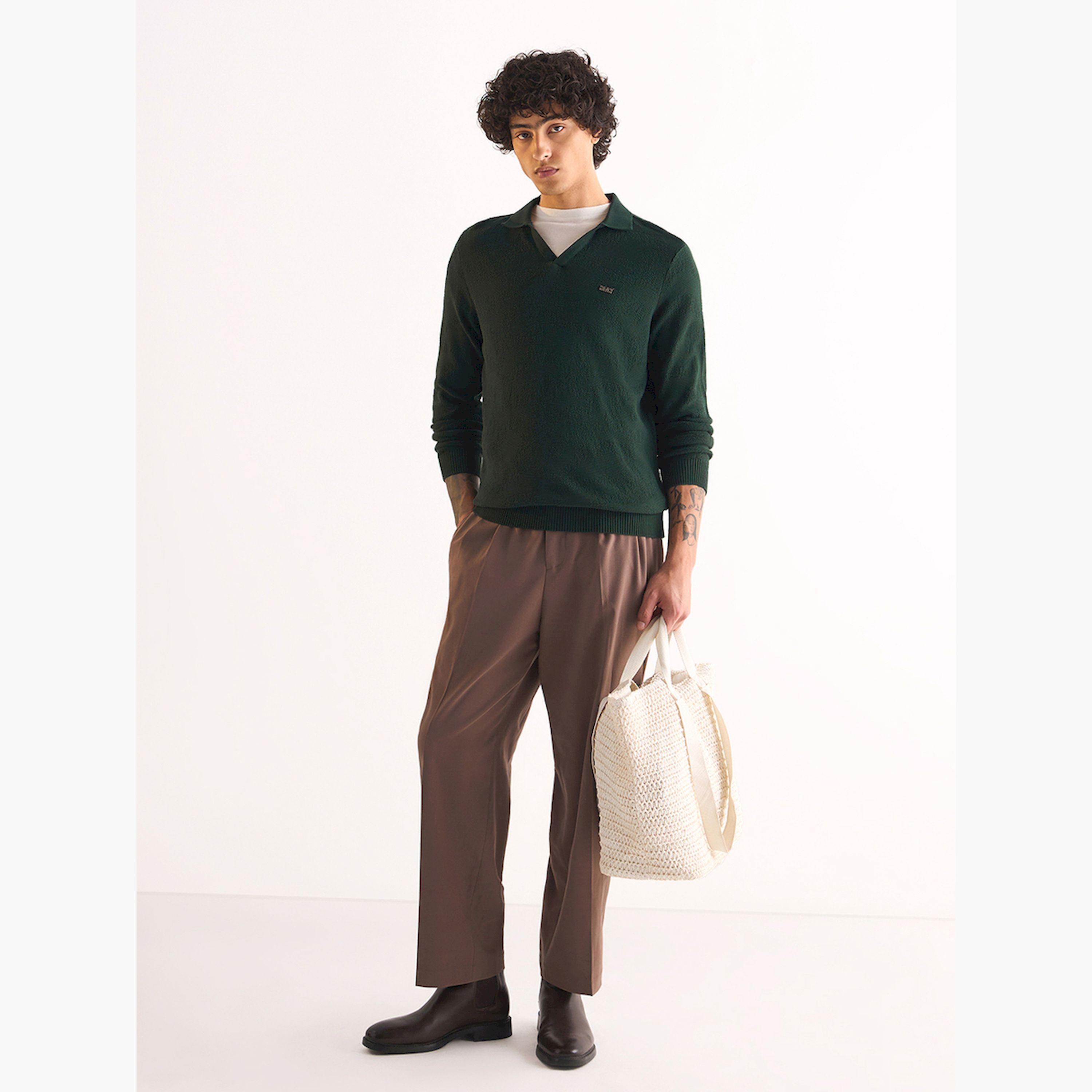 قميص بولو رجالي قطني سادة وقصة ضيقة-men-clothing-tshirtsandpolos-polos-image-2