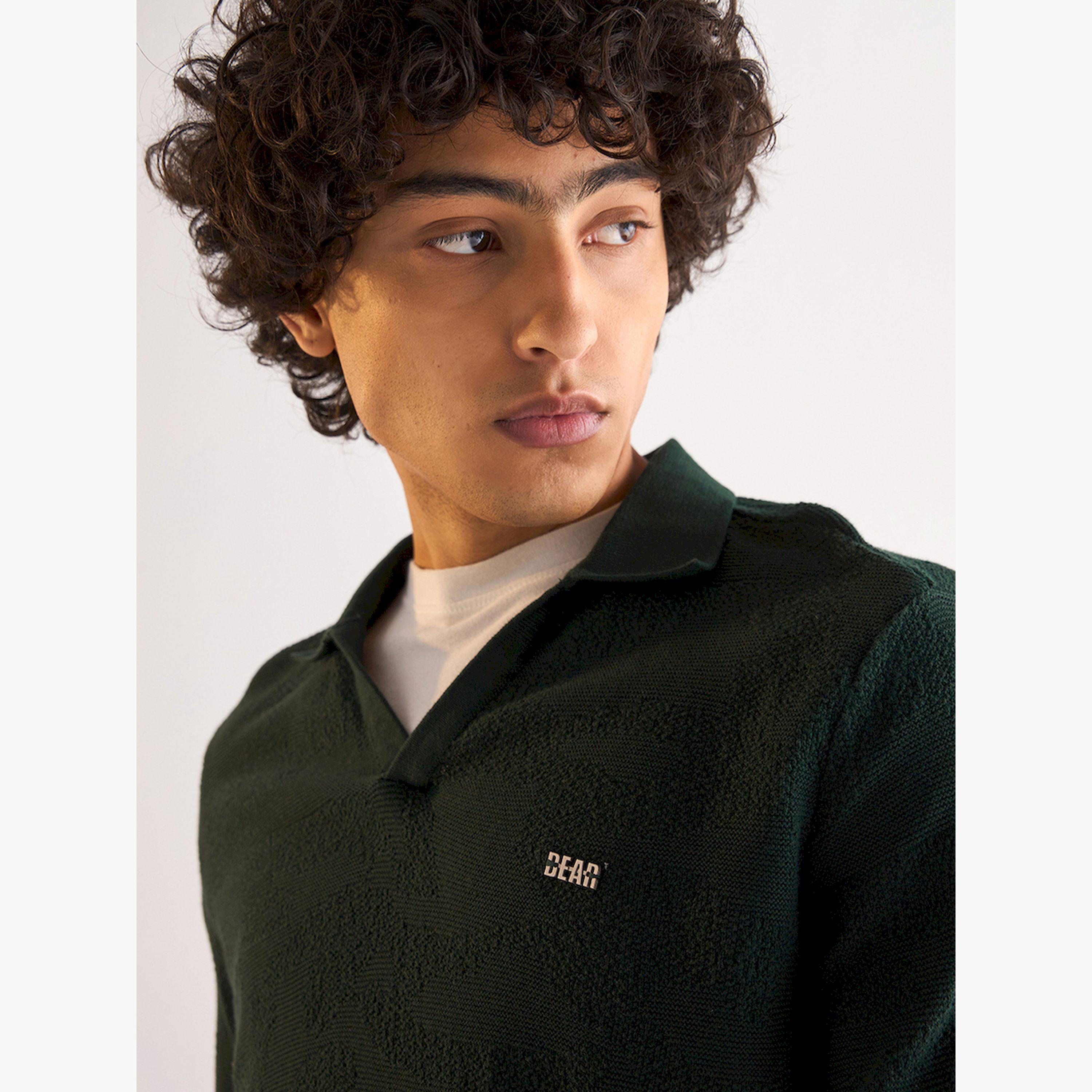 قميص بولو رجالي قطني سادة وقصة ضيقة-men-clothing-tshirtsandpolos-polos-image-3