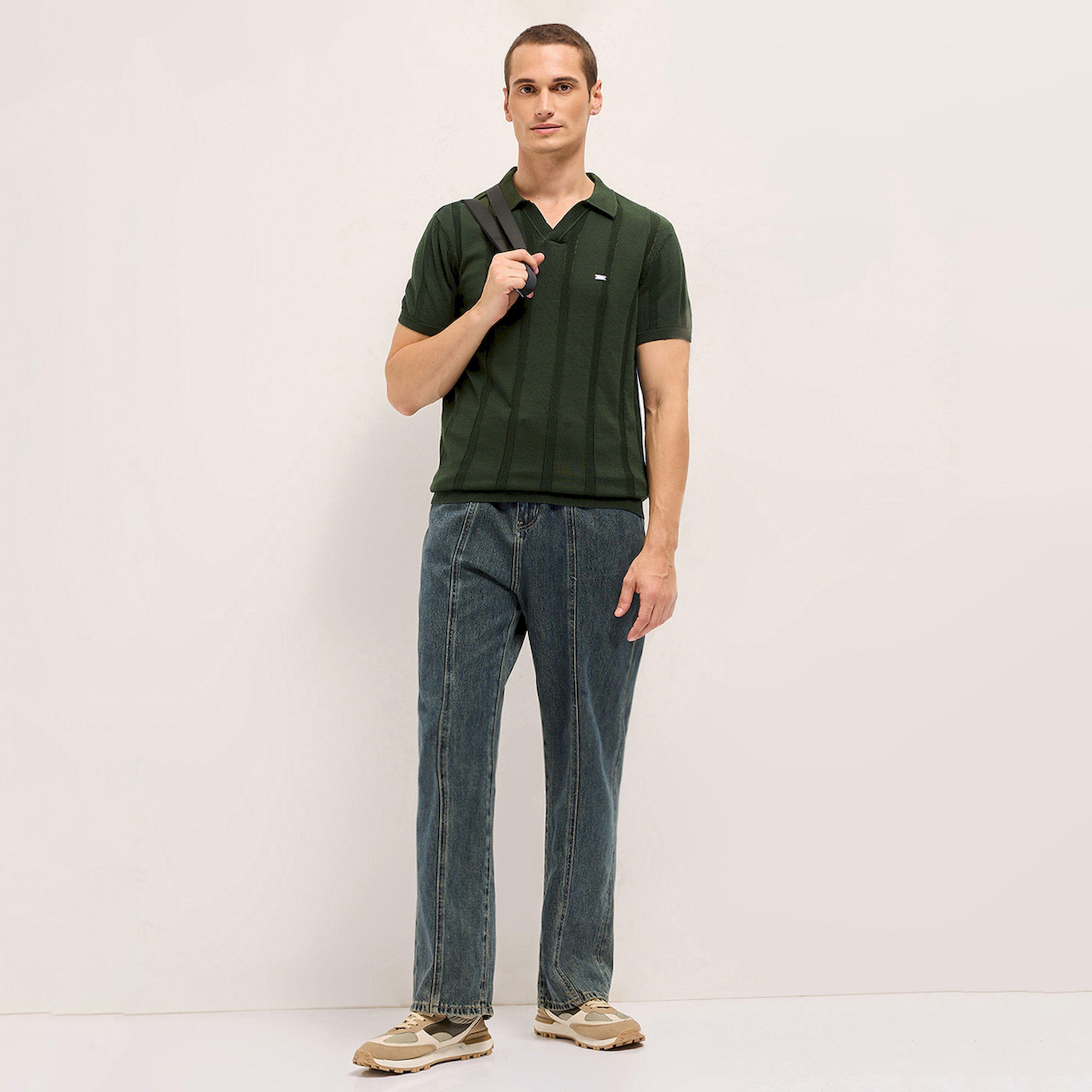 قميص بولو رجالي قطن خالص محبوك بارز الملمس وقصة ضيقة-men-clothing-tshirtsandpolos-polos-image-2