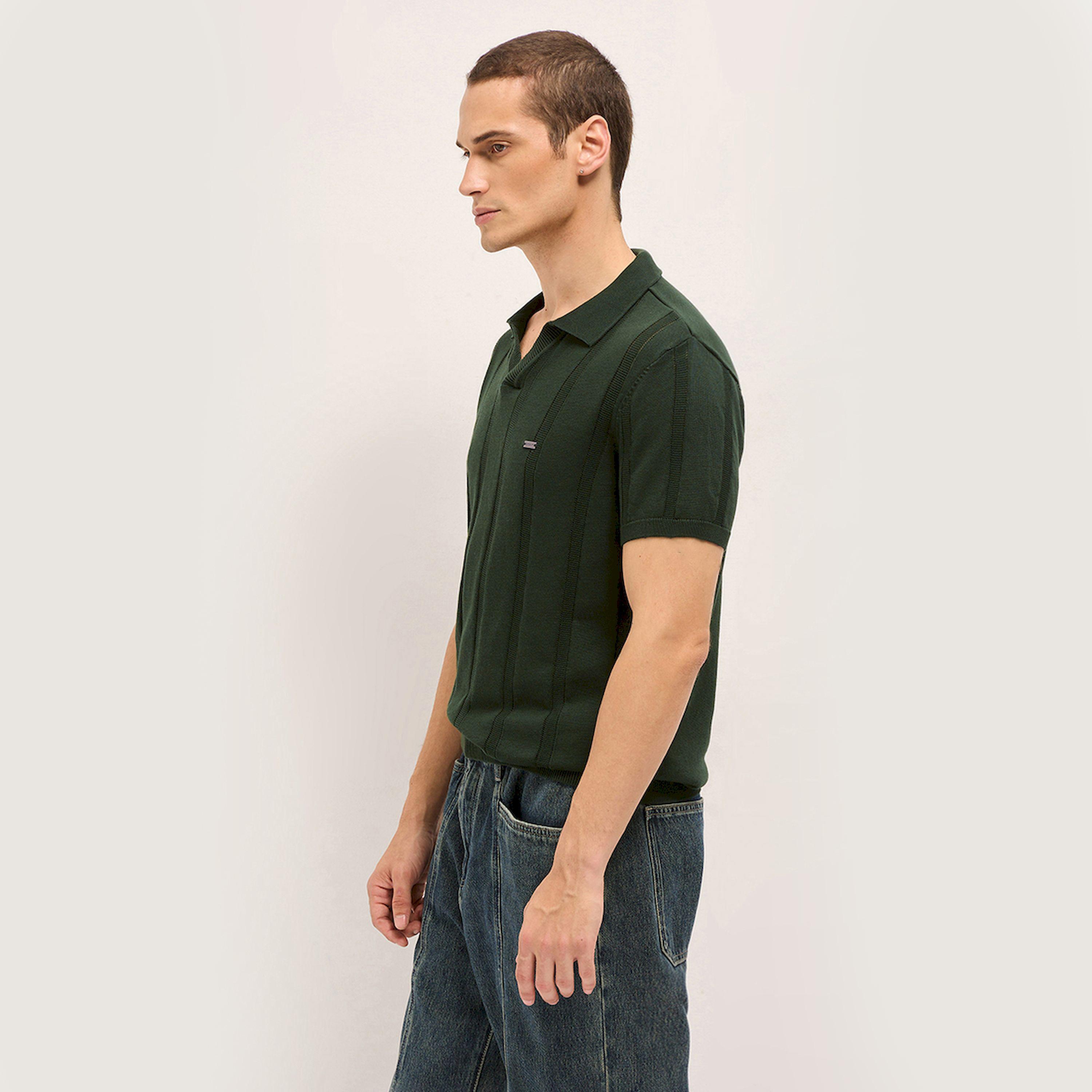 قميص بولو رجالي قطن خالص محبوك بارز الملمس وقصة ضيقة-men-clothing-tshirtsandpolos-polos-image-6