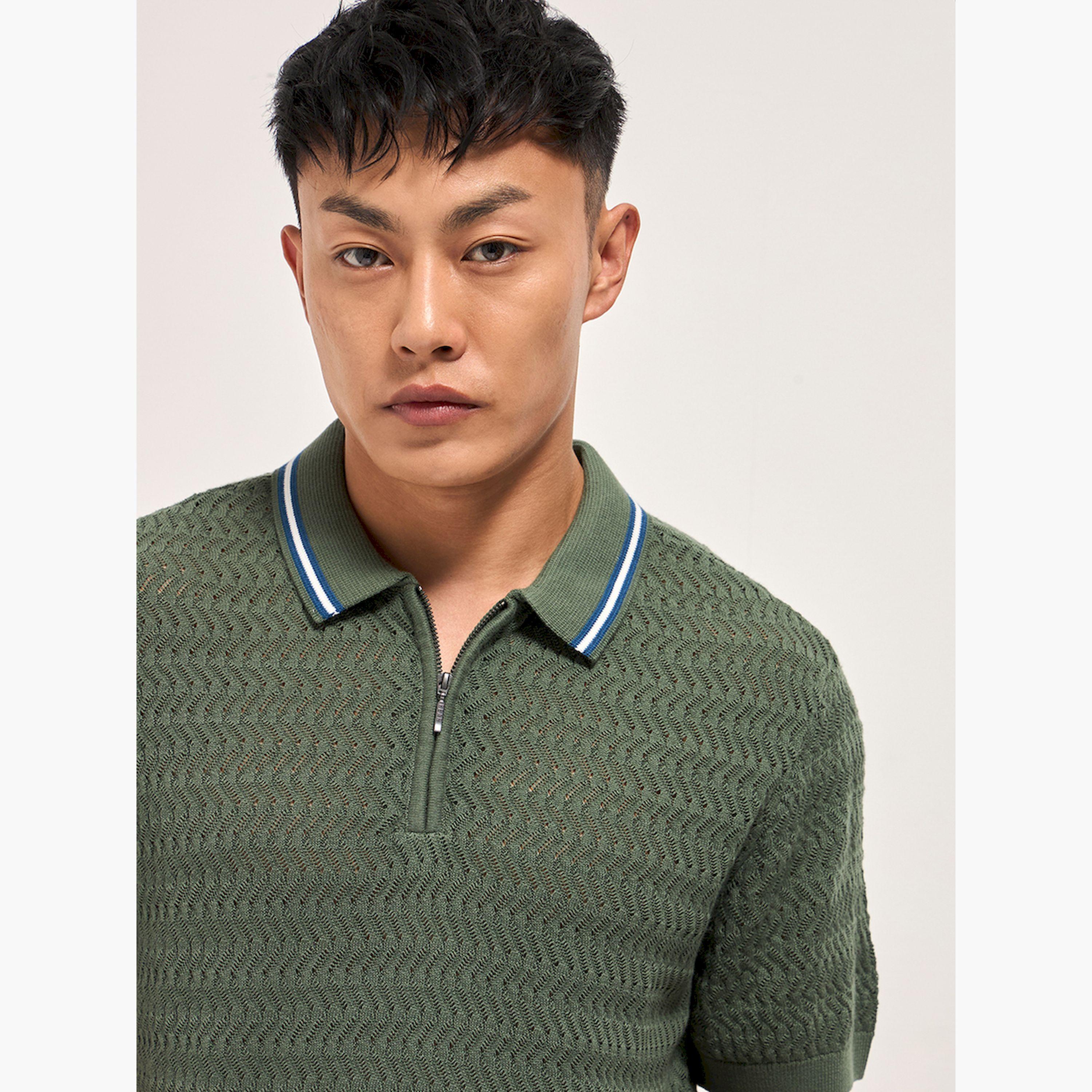 قميص بولو رجالي قطن خالص وقصة ضيقة-men-clothing-tshirtsandpolos-polos-image-4