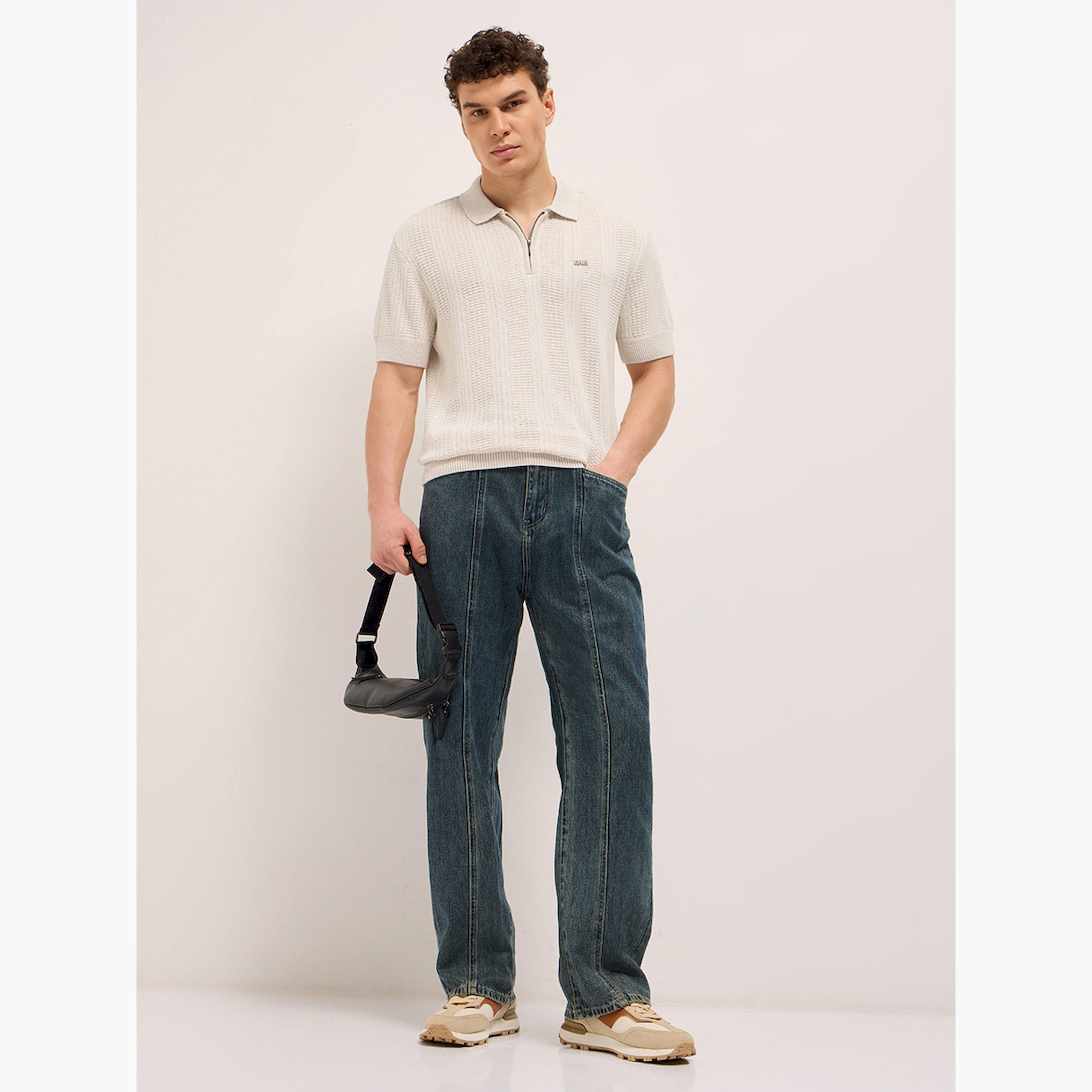 قميص بولو رجالي قطني بارز الملمس وقصة مريحة-men-clothing-tshirtsandpolos-polos-image-2