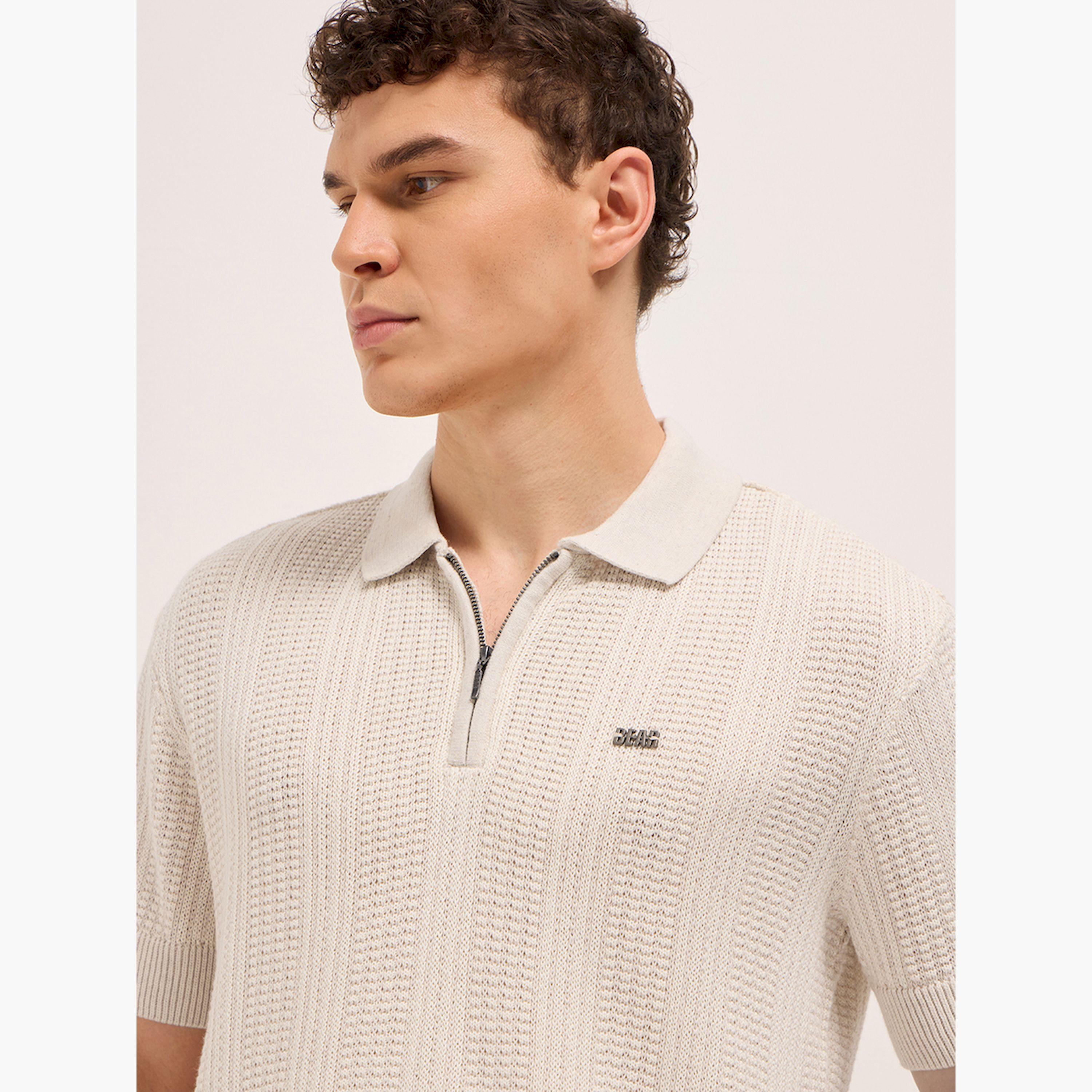 قميص بولو رجالي قطني بارز الملمس وقصة مريحة-men-clothing-tshirtsandpolos-polos-image-3