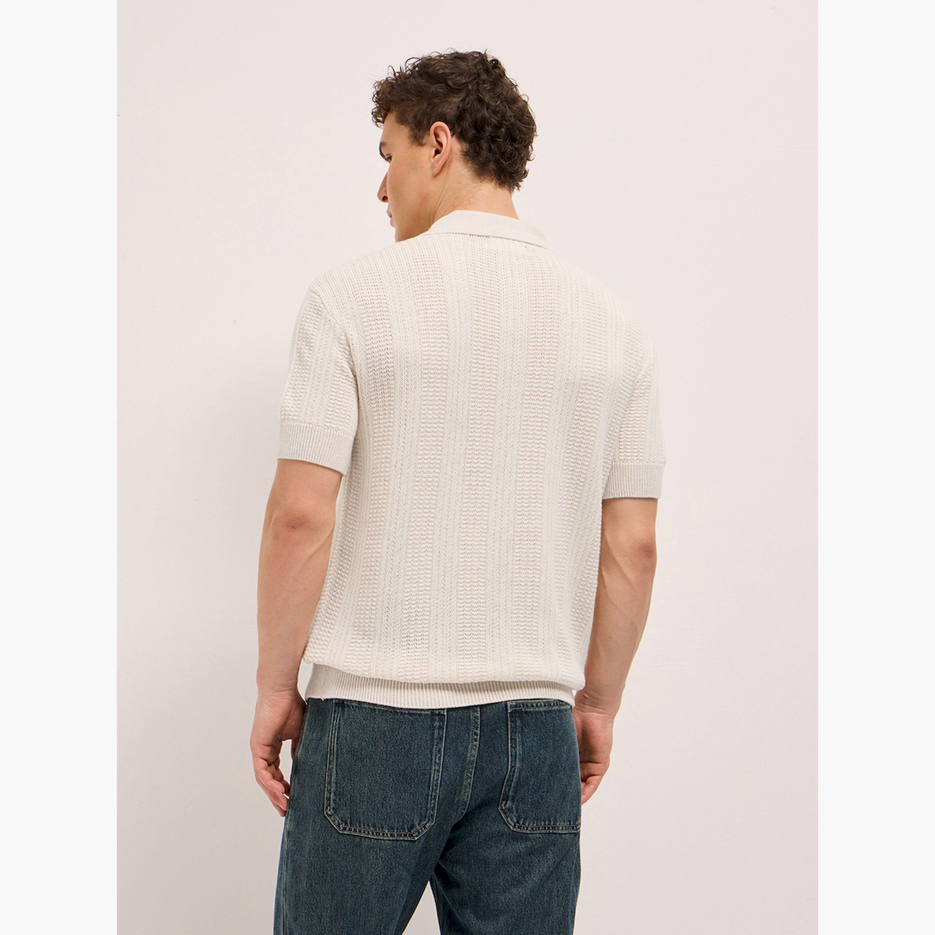 قميص بولو رجالي قطني بارز الملمس وقصة مريحة-men-clothing-tshirtsandpolos-polos-image-5