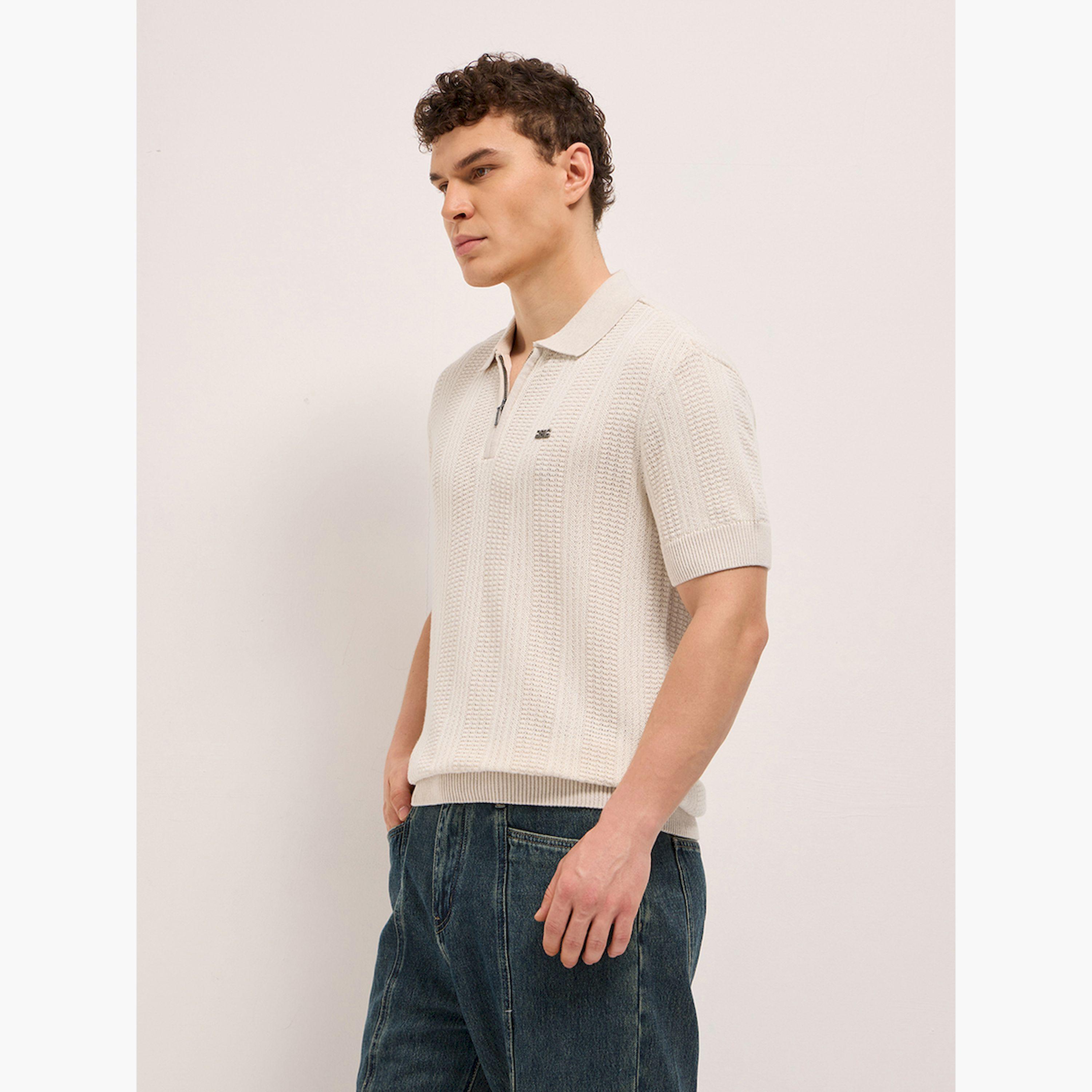 قميص بولو رجالي قطني بارز الملمس وقصة مريحة-men-clothing-tshirtsandpolos-polos-image-6