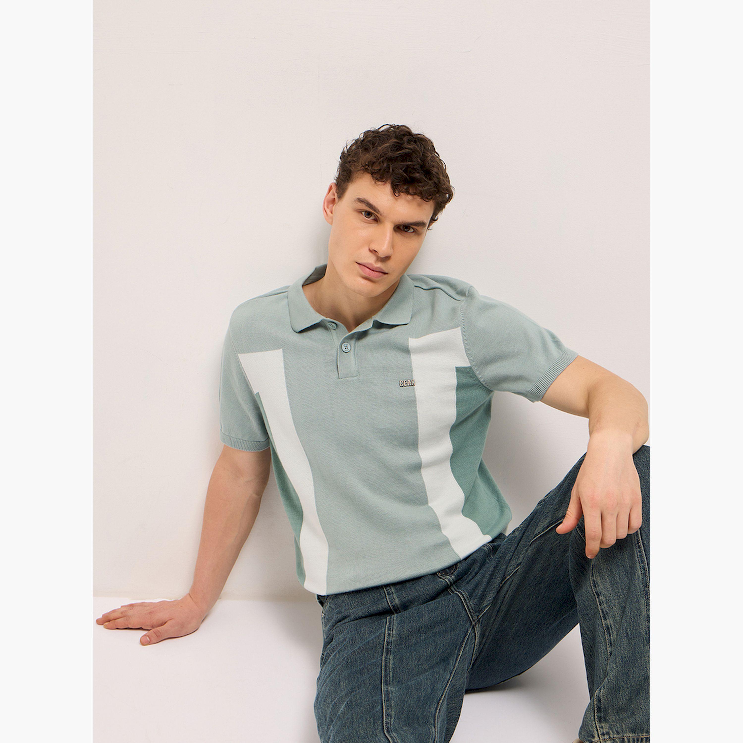 قميص بولو رجالي قطني بتصميم كتل الألوان وقصة عادية-men-clothing-tshirtsandpolos-polos-image-4