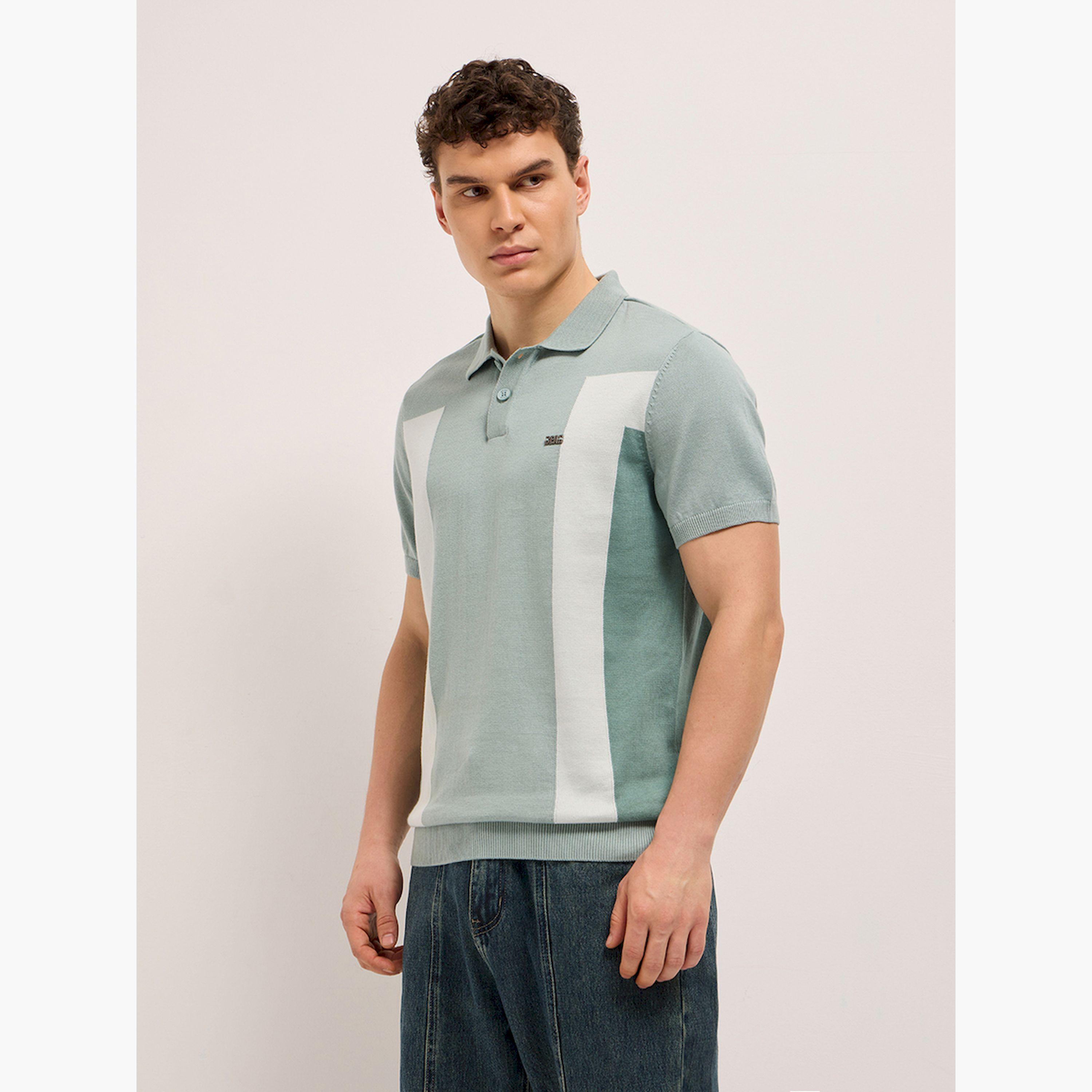 قميص بولو رجالي قطني بتصميم كتل الألوان وقصة عادية-men-clothing-tshirtsandpolos-polos-image-6