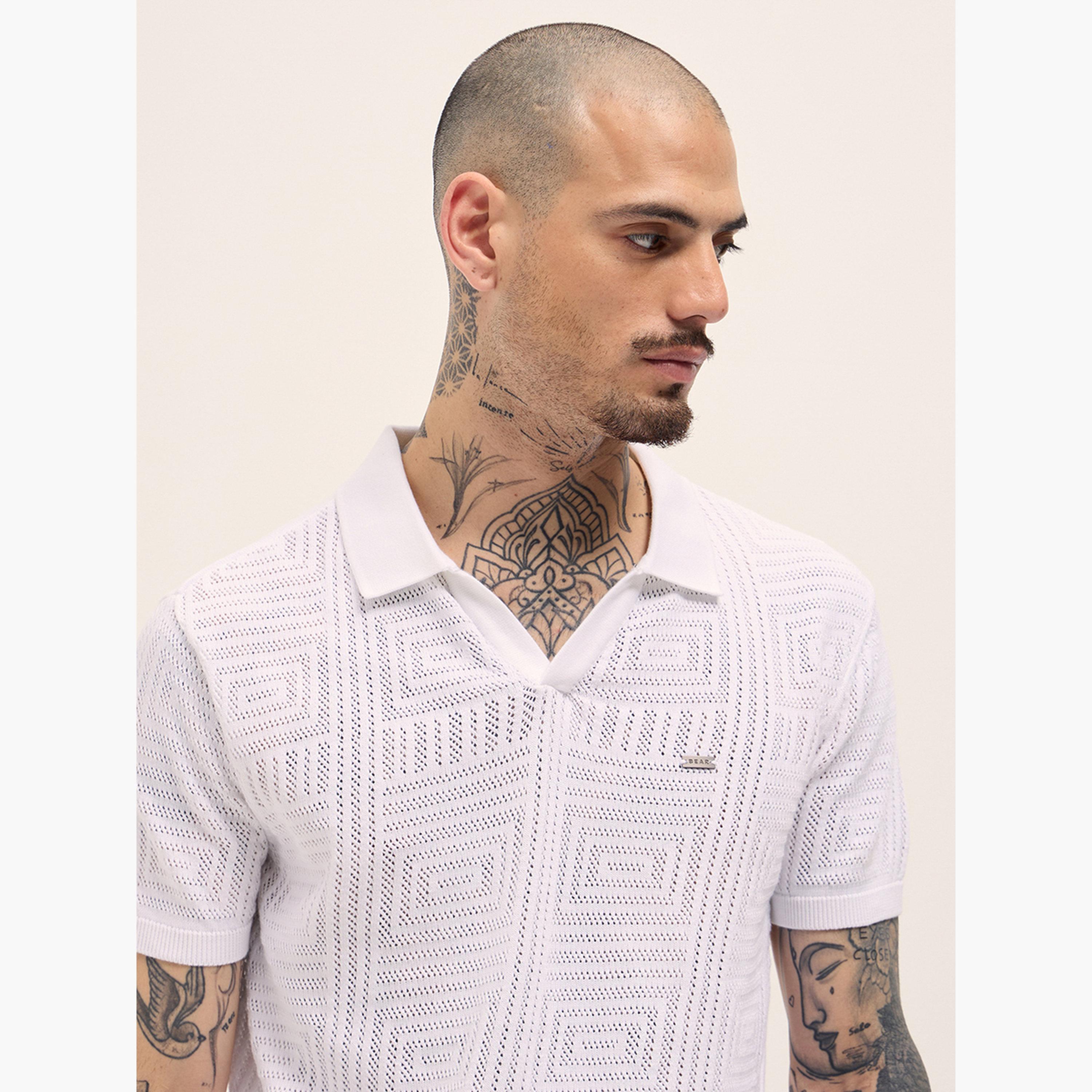 قميص بولو رجالي قطن خالص وقصة ضيقة-men-clothing-tshirtsandpolos-polos-image-2
