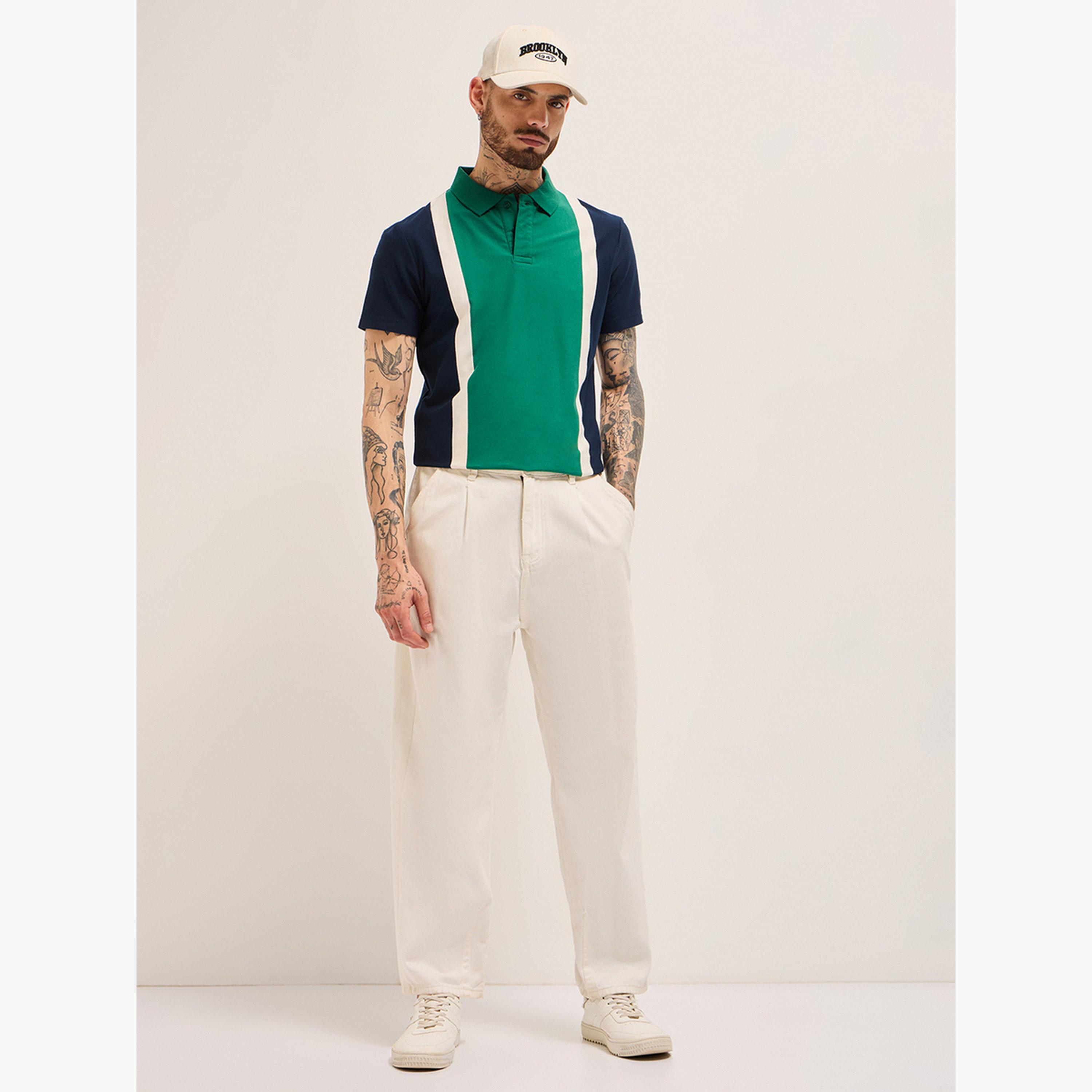 قميص بولو رجالي قطني بتصميم كتل الألوان وقصة عادية-men-clothing-tshirtsandpolos-polos-image-3