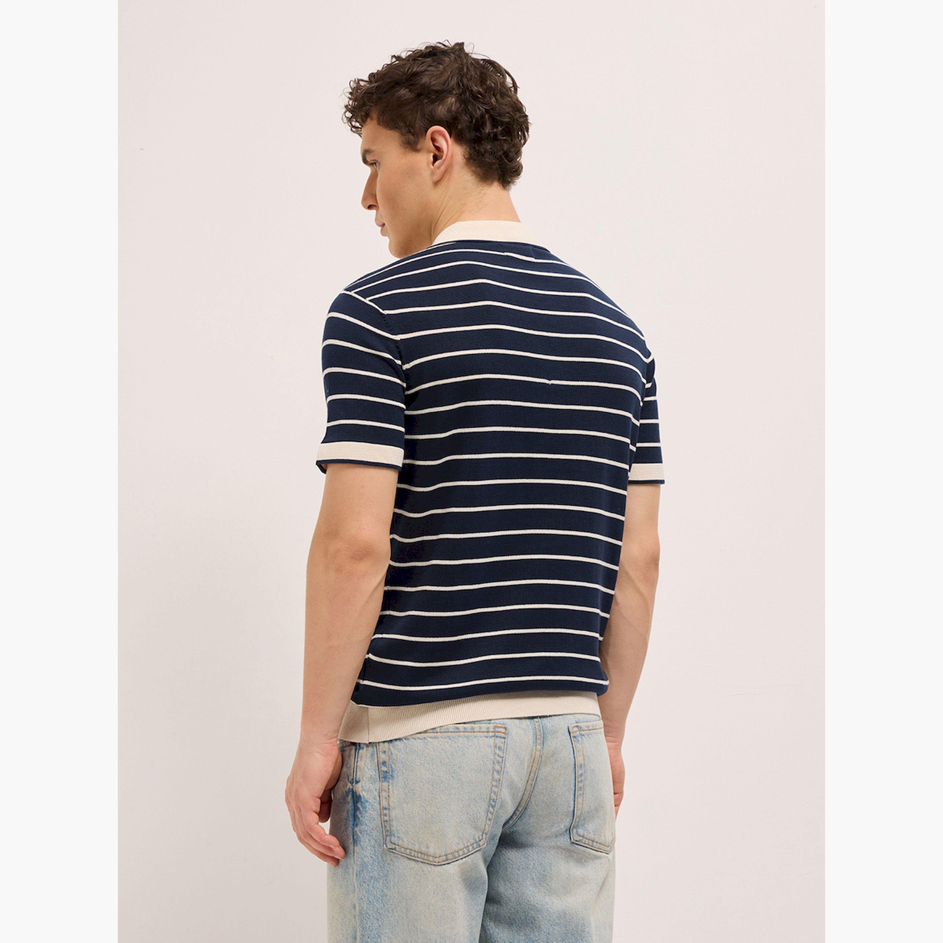 قميص بولو رجالي قطني مخطط وقصة ضيقة-men-clothing-tshirtsandpolos-polos-image-5