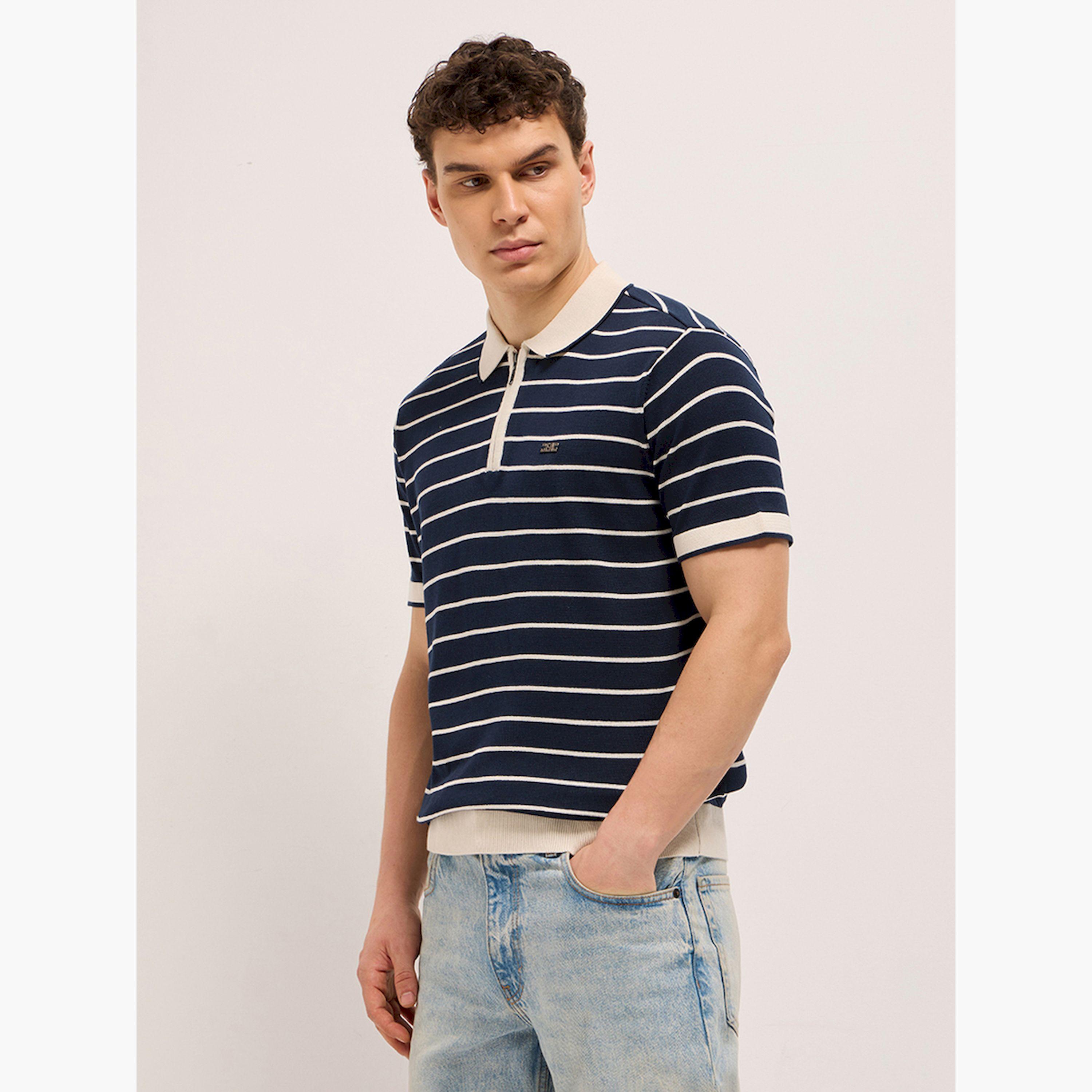 قميص بولو رجالي قطني مخطط وقصة ضيقة-men-clothing-tshirtsandpolos-polos-image-6