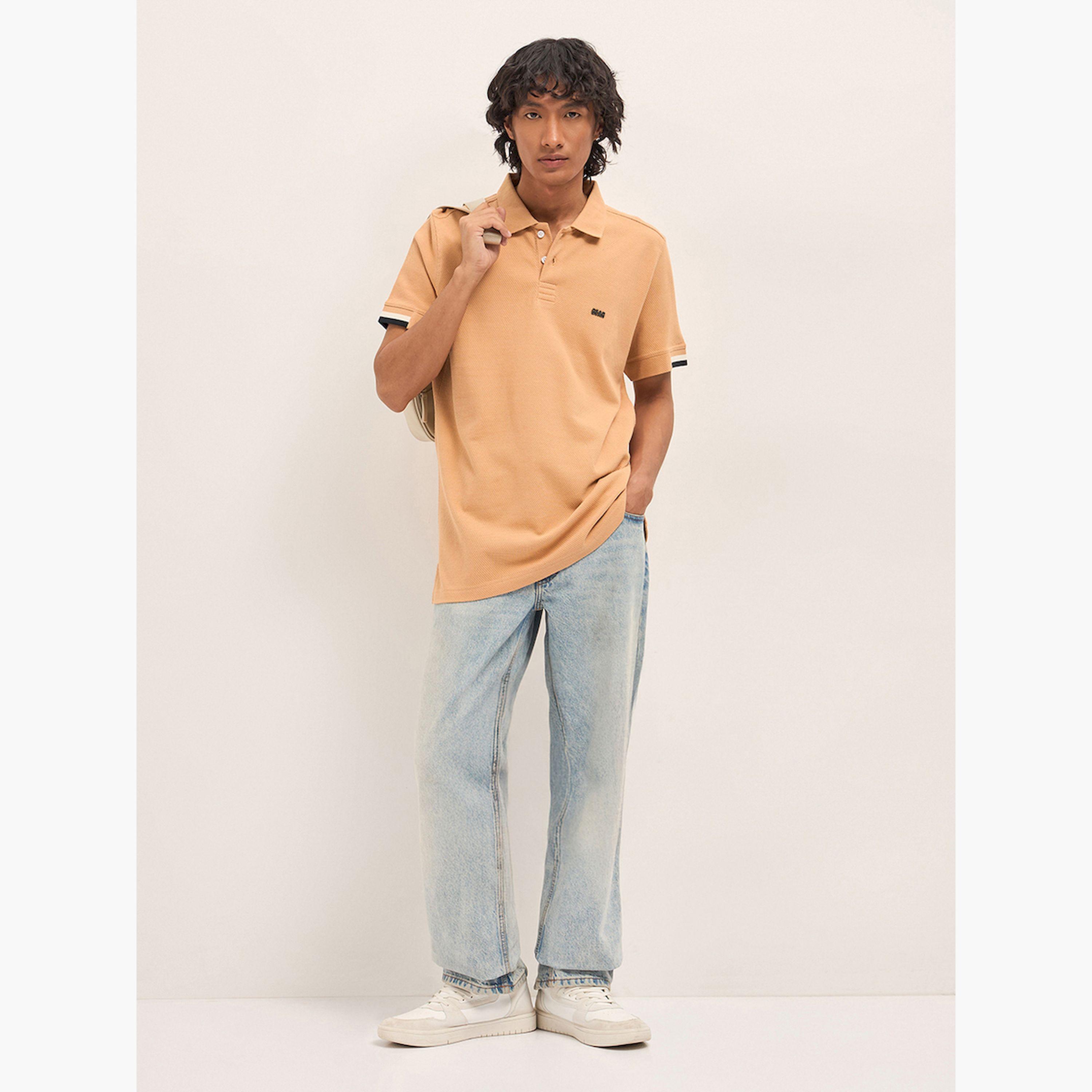 The Bear House X Styli Men Pure Cotton Textured Flat Knit Slim Fit Polo-men-clothing-tshirtsandpolos-polos-image-2