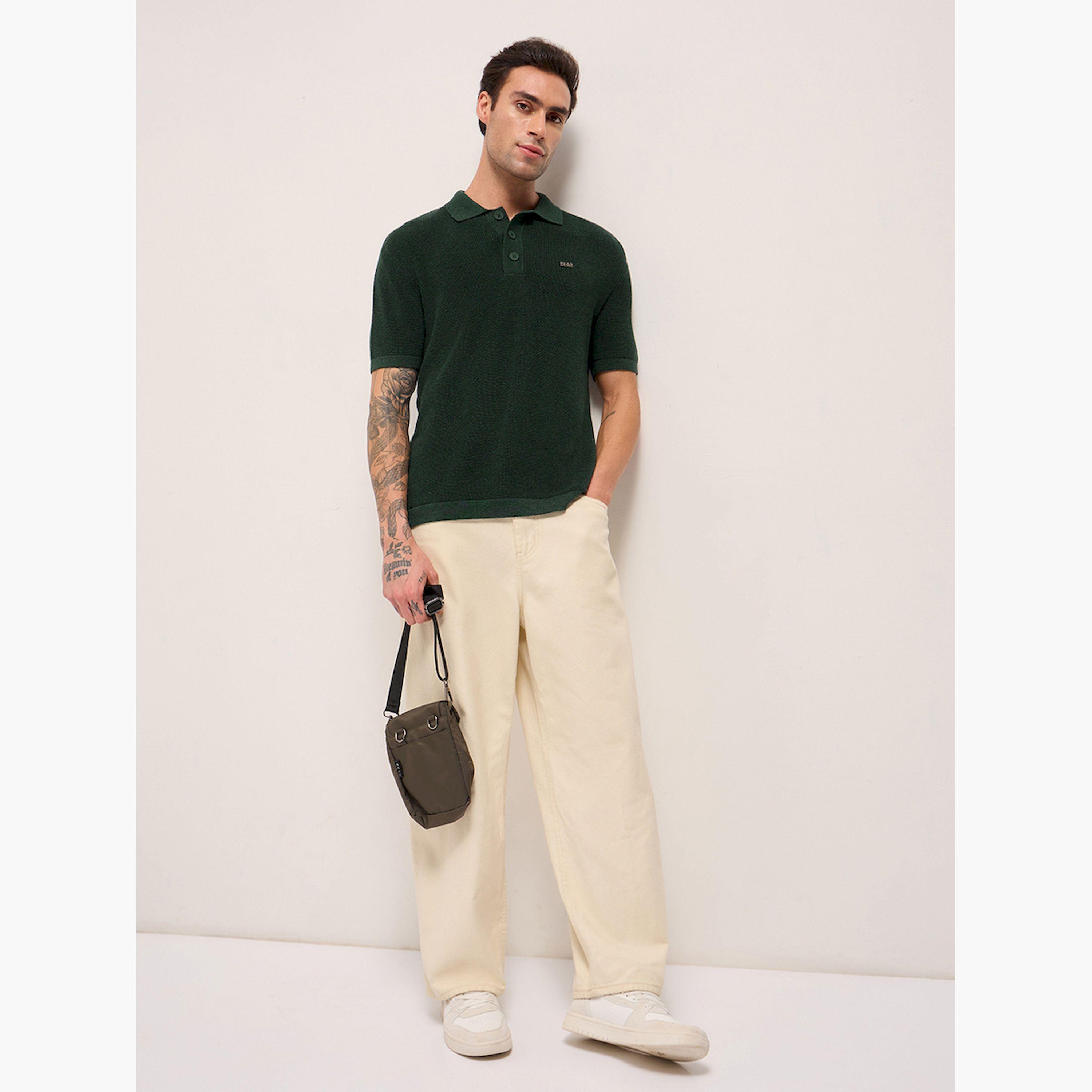 The Bear House X Styli Men Pure Cotton Textured Relaxed Fit Polo-men-clothing-tshirtsandpolos-polos-image-2