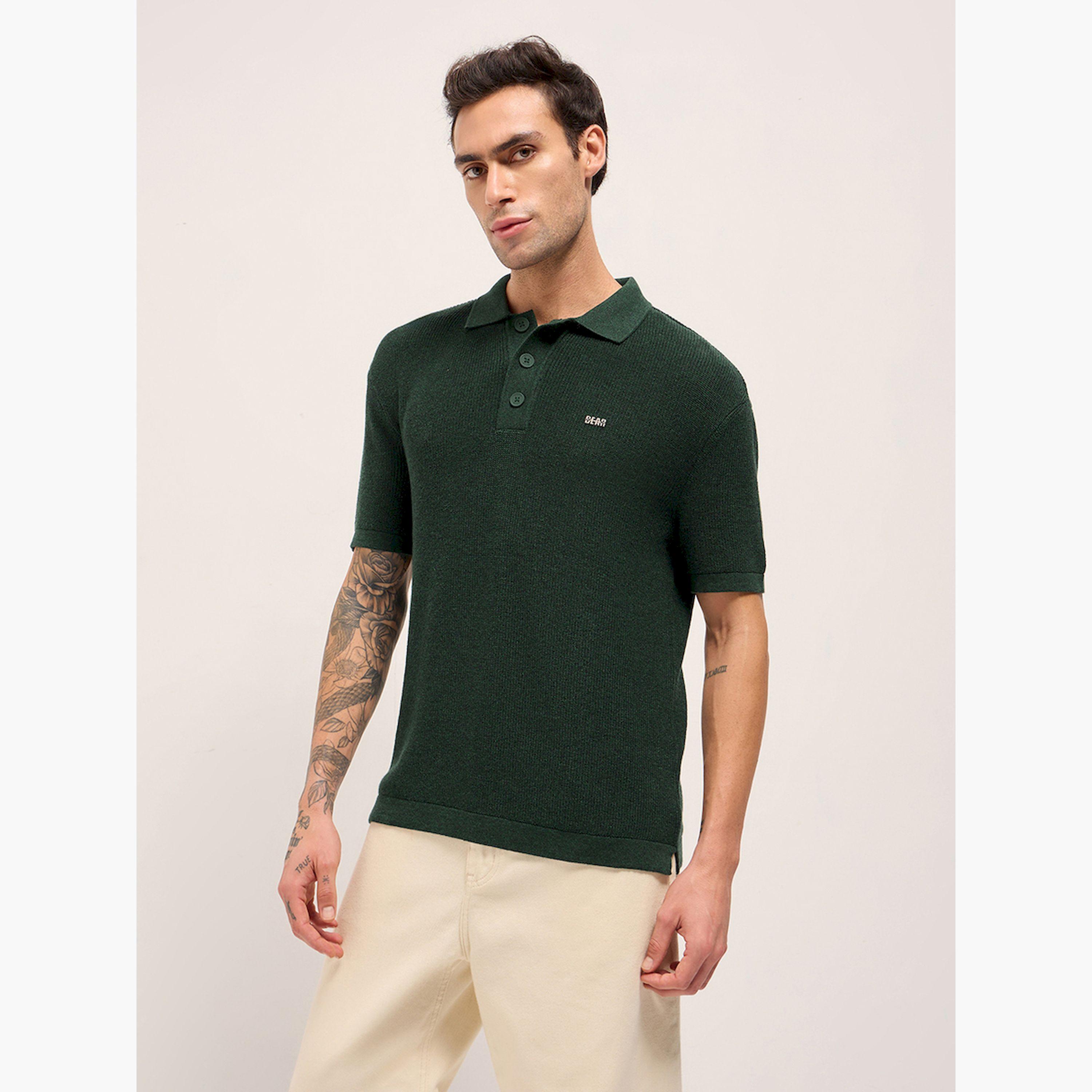 The Bear House X Styli Men Pure Cotton Textured Relaxed Fit Polo-men-clothing-tshirtsandpolos-polos-image-3
