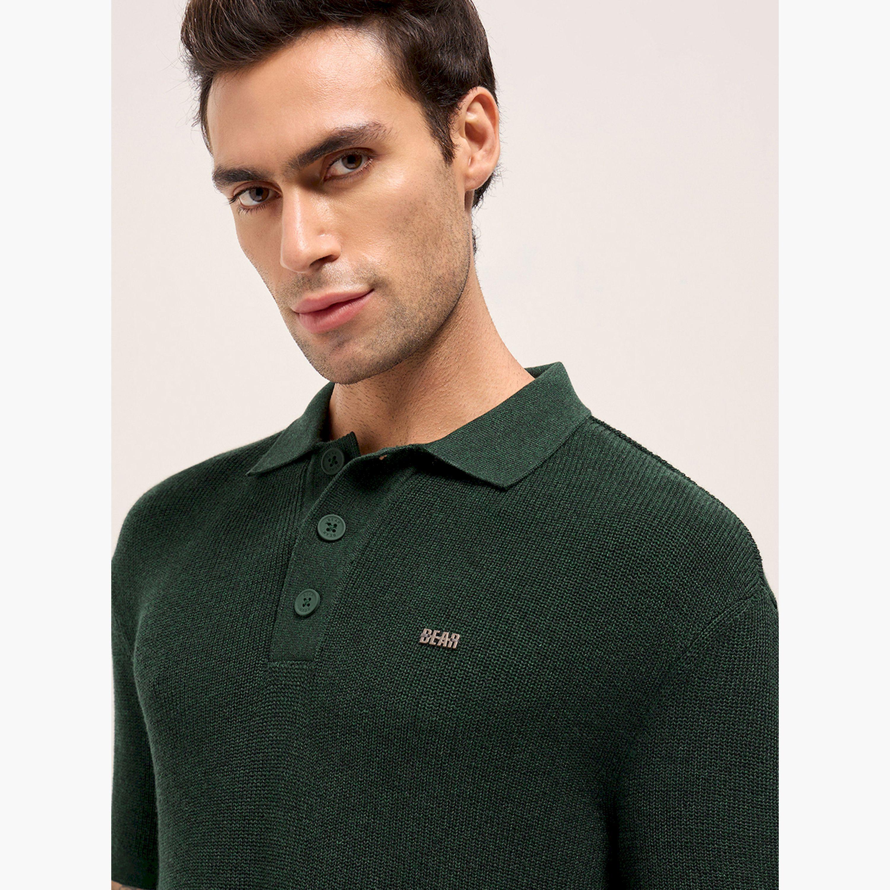 قميص بولو رجالي قطن خالص بارز الملمس وقصة مريحة-men-clothing-tshirtsandpolos-polos-image-6