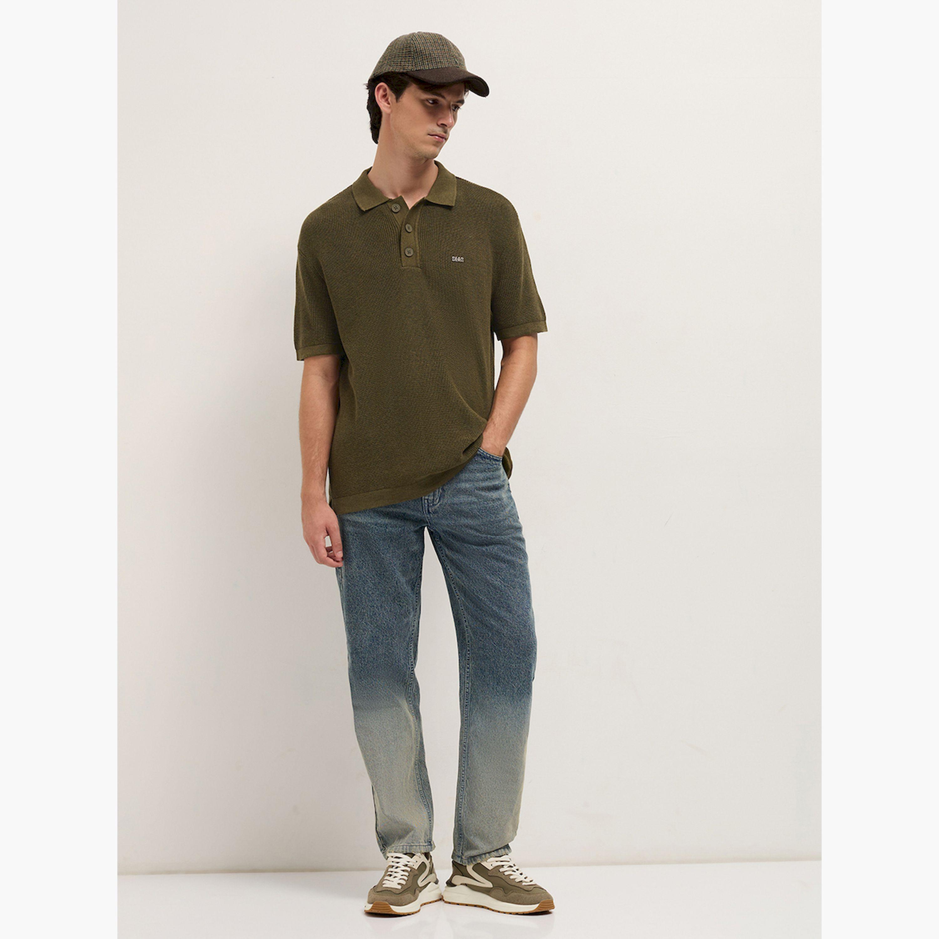 The Bear House X Styli Men Textured Flat Knit Relaxed Fit Polo-men-clothing-tshirtsandpolos-polos-image-2