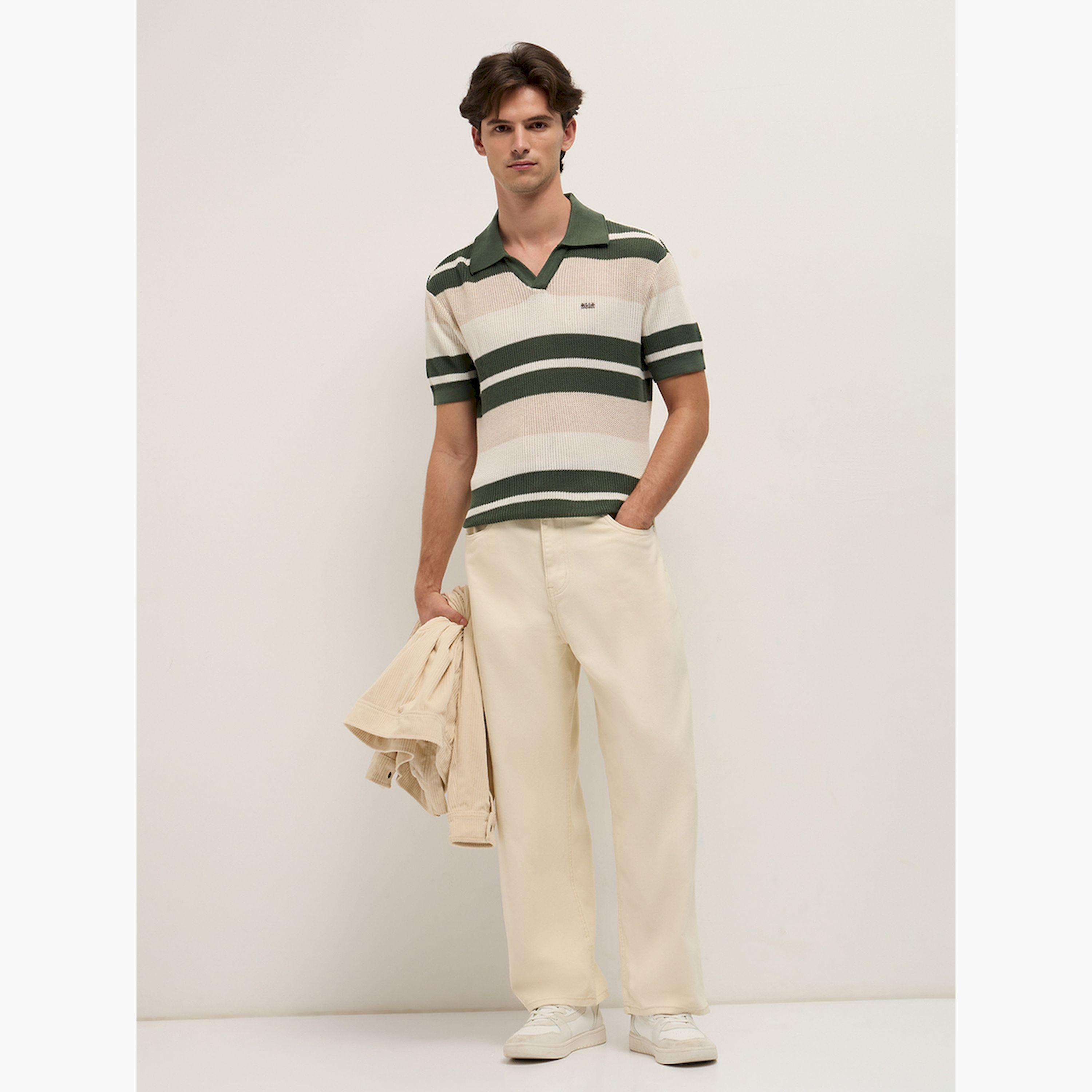 The Bear House X Styli Men Cotton Striped Flat Knit Relaxed Fit Polo-men-clothing-tshirtsandpolos-polos-image-2