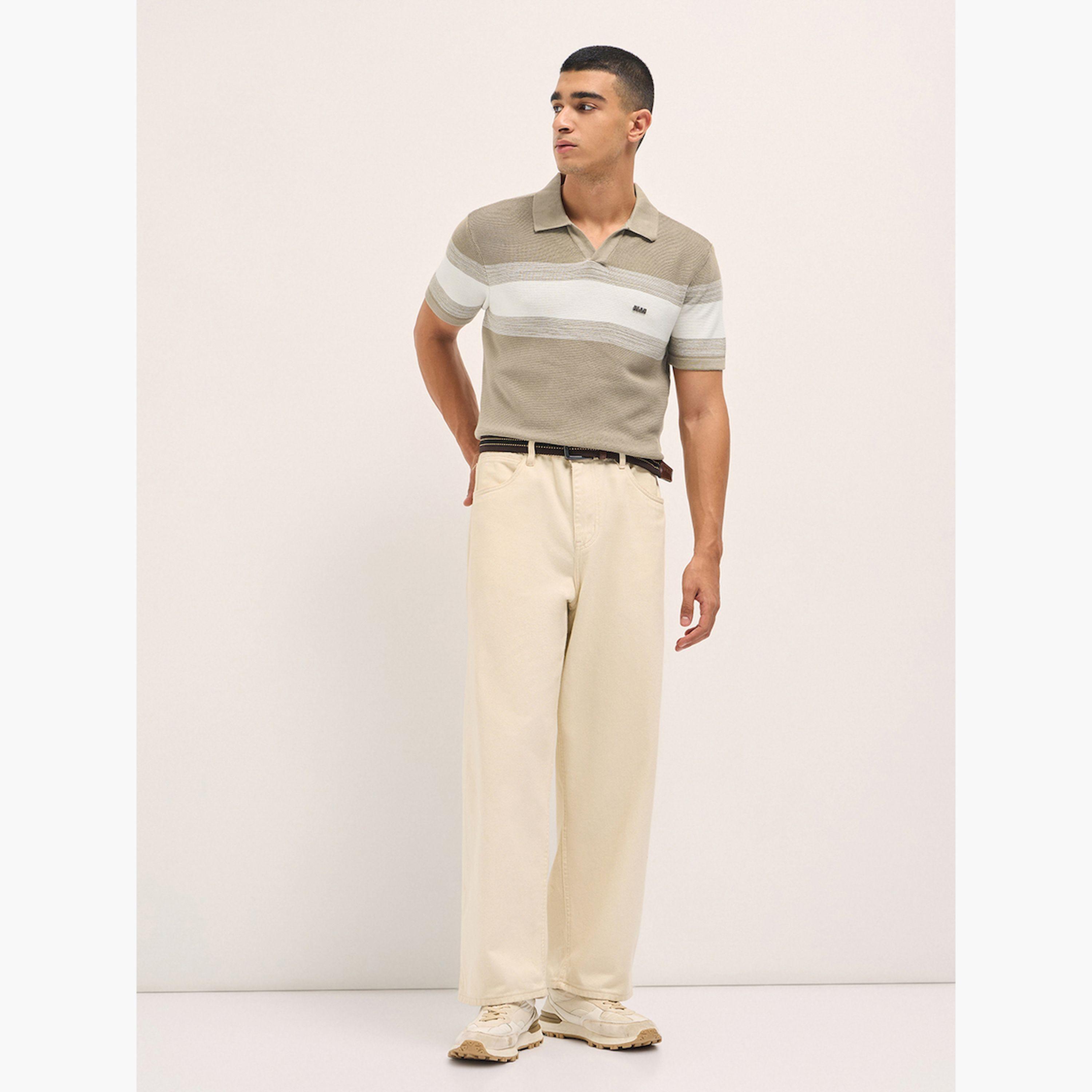 قميص بولو رجالي قطني محبوك مخطط وقصة ضيقة-men-clothing-tshirtsandpolos-polos-image-2