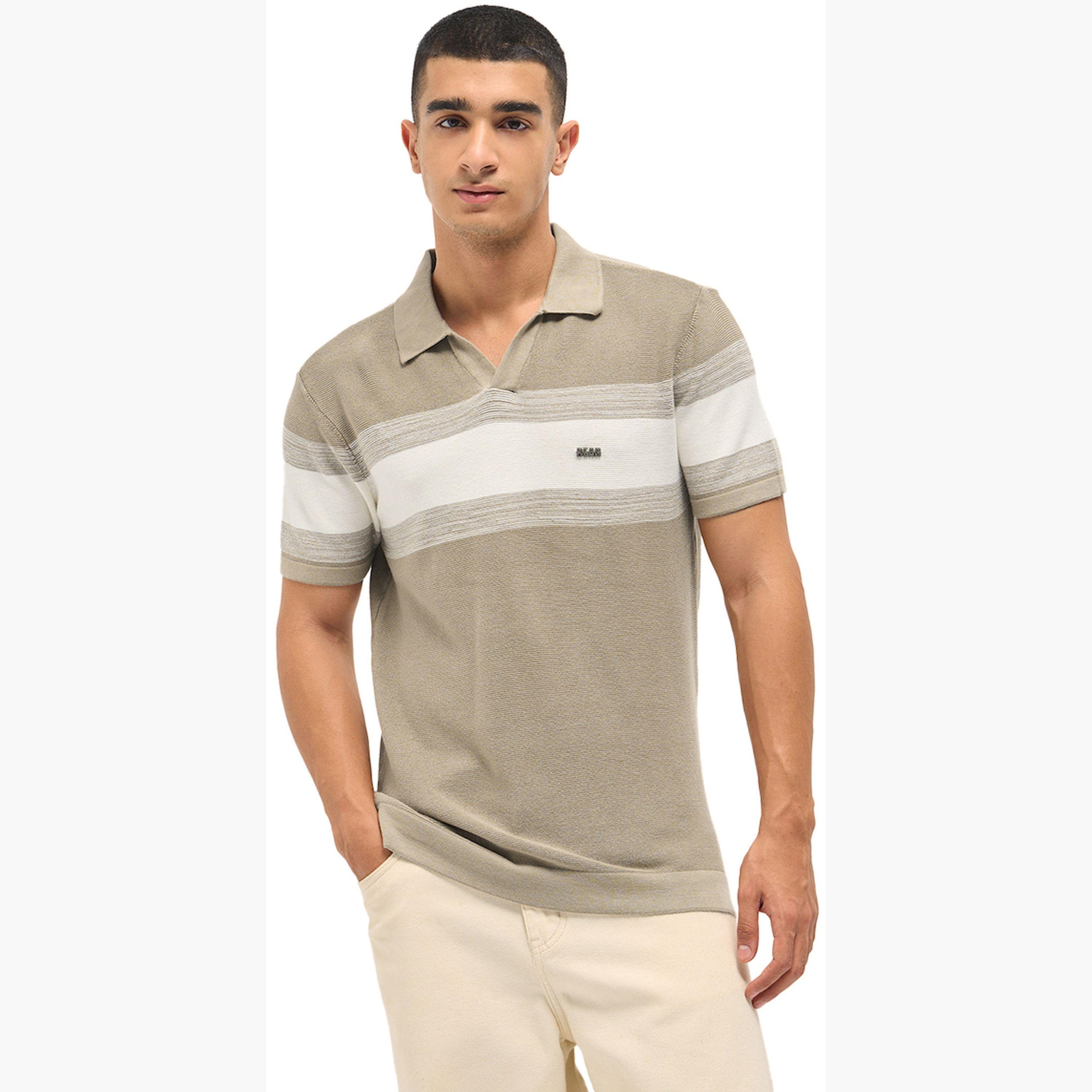 قميص بولو رجالي قطني محبوك مخطط وقصة ضيقة-men-clothing-tshirtsandpolos-polos-image-5