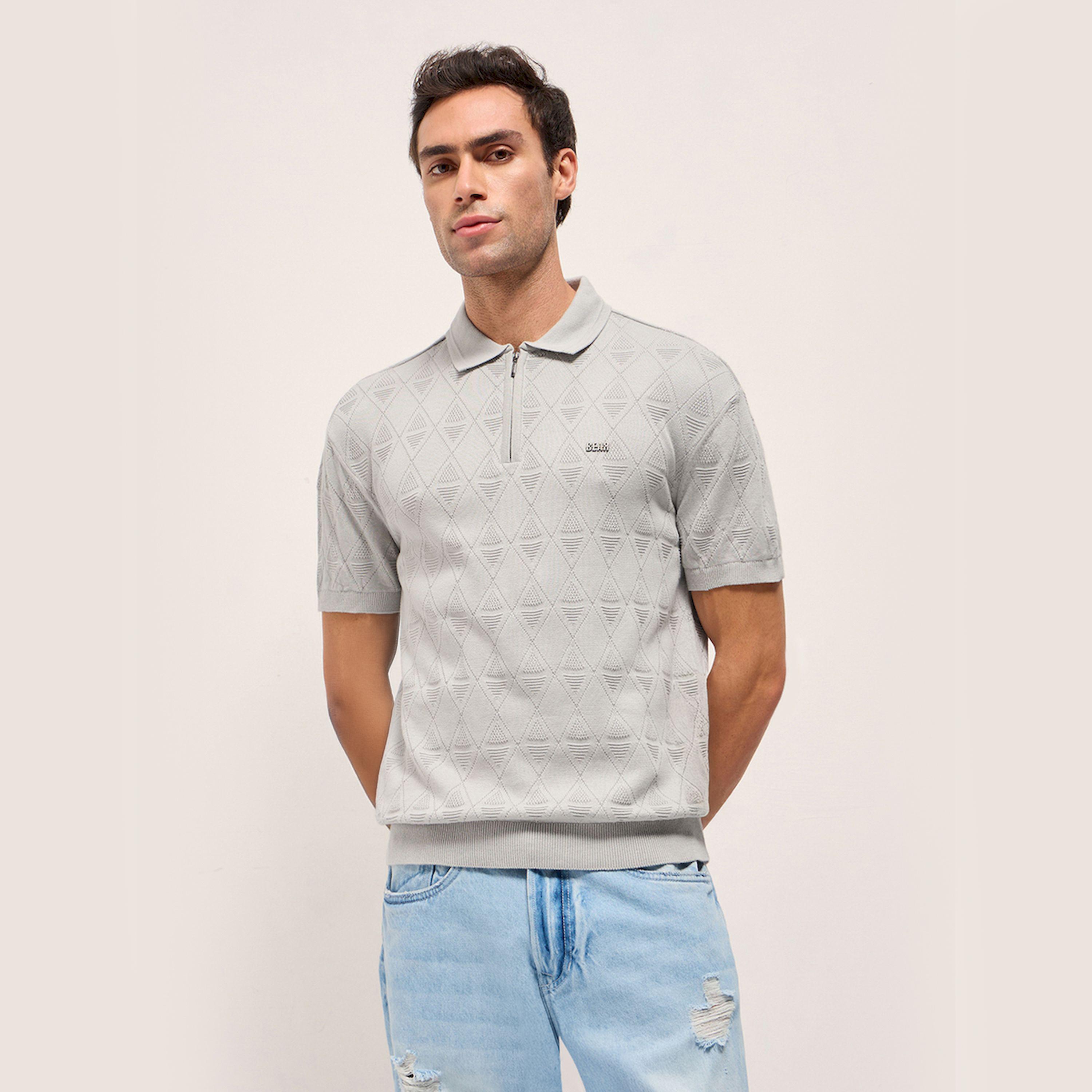 The Bear House X Styli Men Pure Cotton Textured Relaxed Fit Polo-men-clothing-tshirtsandpolos-polos-image-1