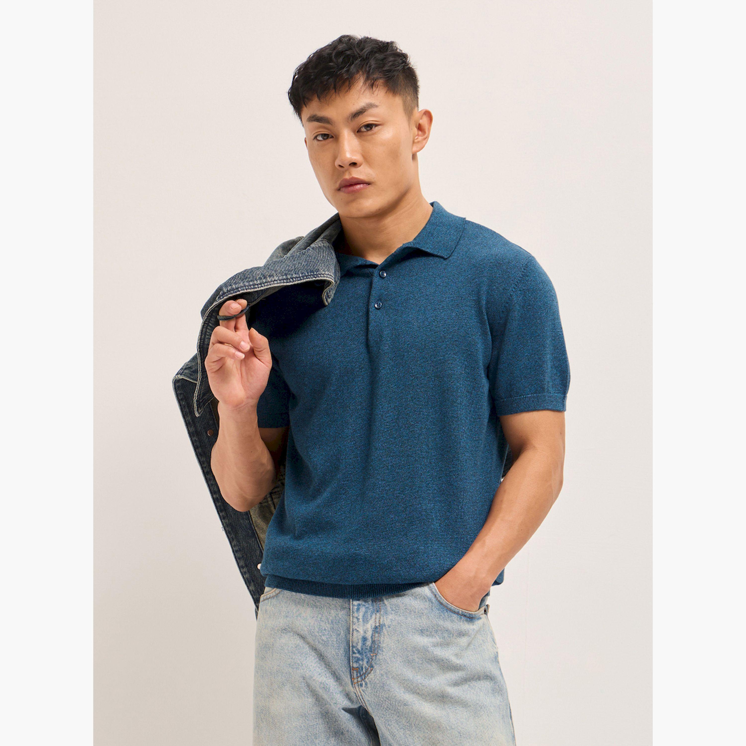 قميص بولو رجالي قطني سادة وقصة عادية-men-clothing-tshirtsandpolos-polos-image-5