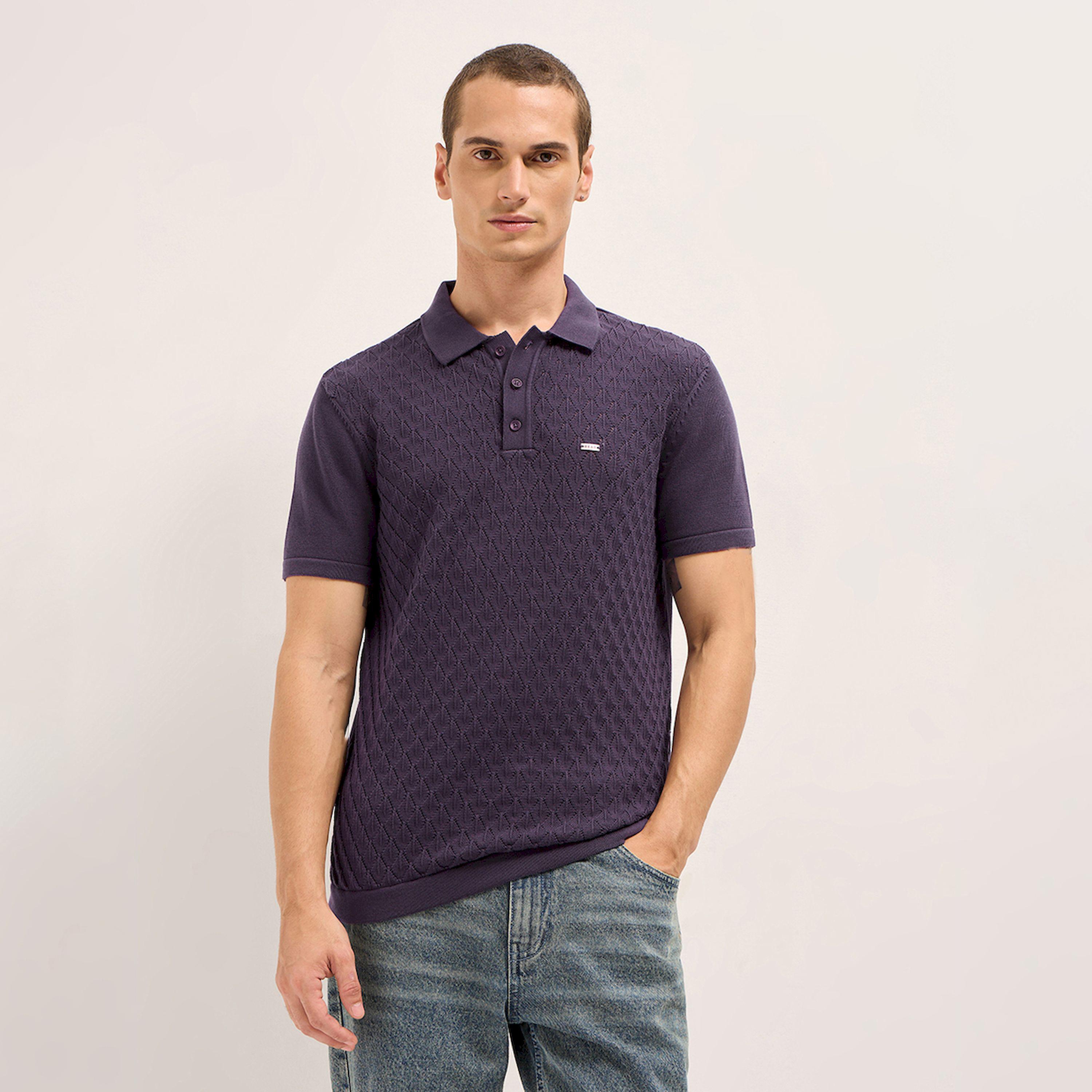 The Bear House X Styli Men Pure Cotton Textured Flat Knit Slim Fit Polo-men-clothing-tshirtsandpolos-polos-image-1