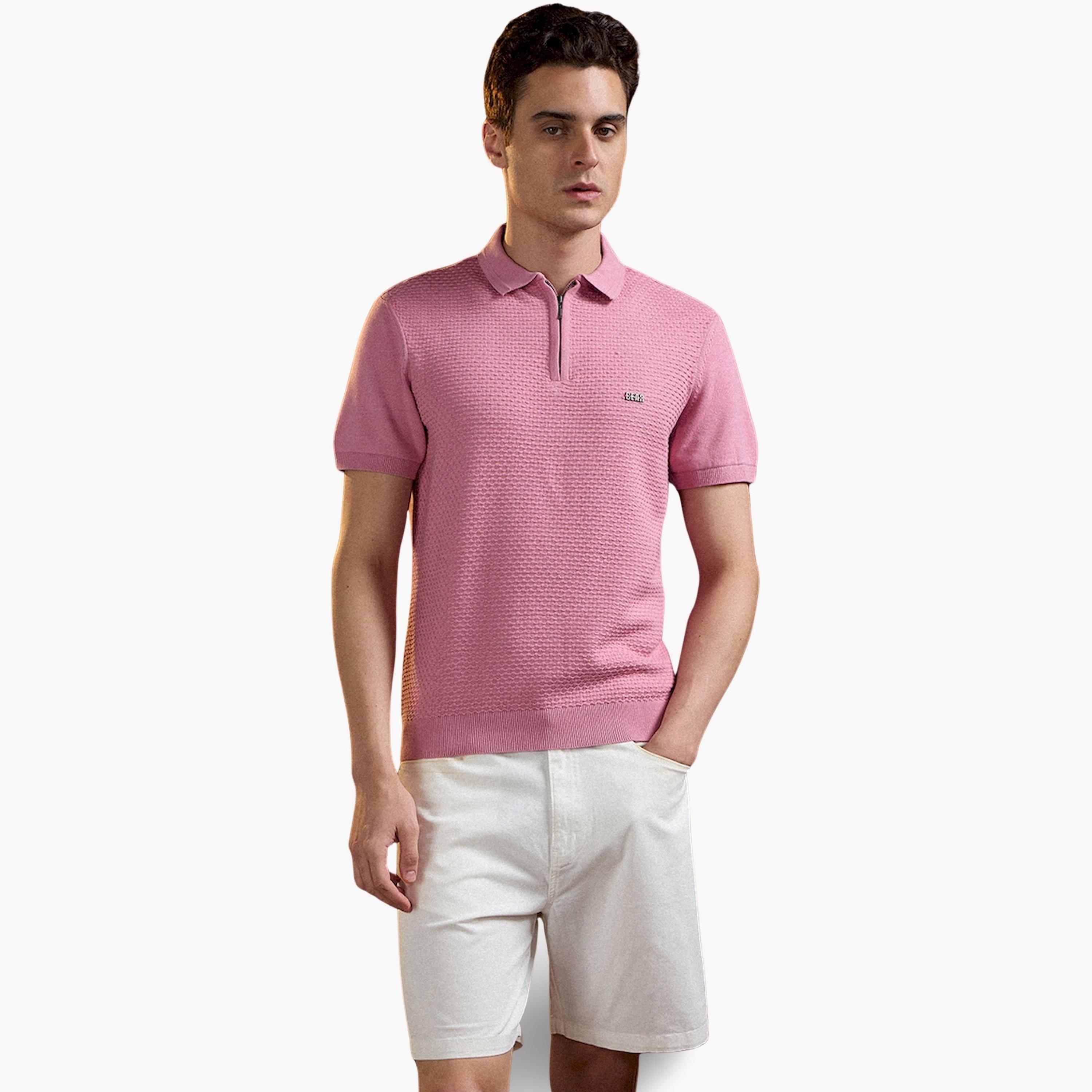 The Bear House X Styli Men Pure Cotton Textured Regular Fit Polo-men-clothing-tshirtsandpolos-polos-image-1
