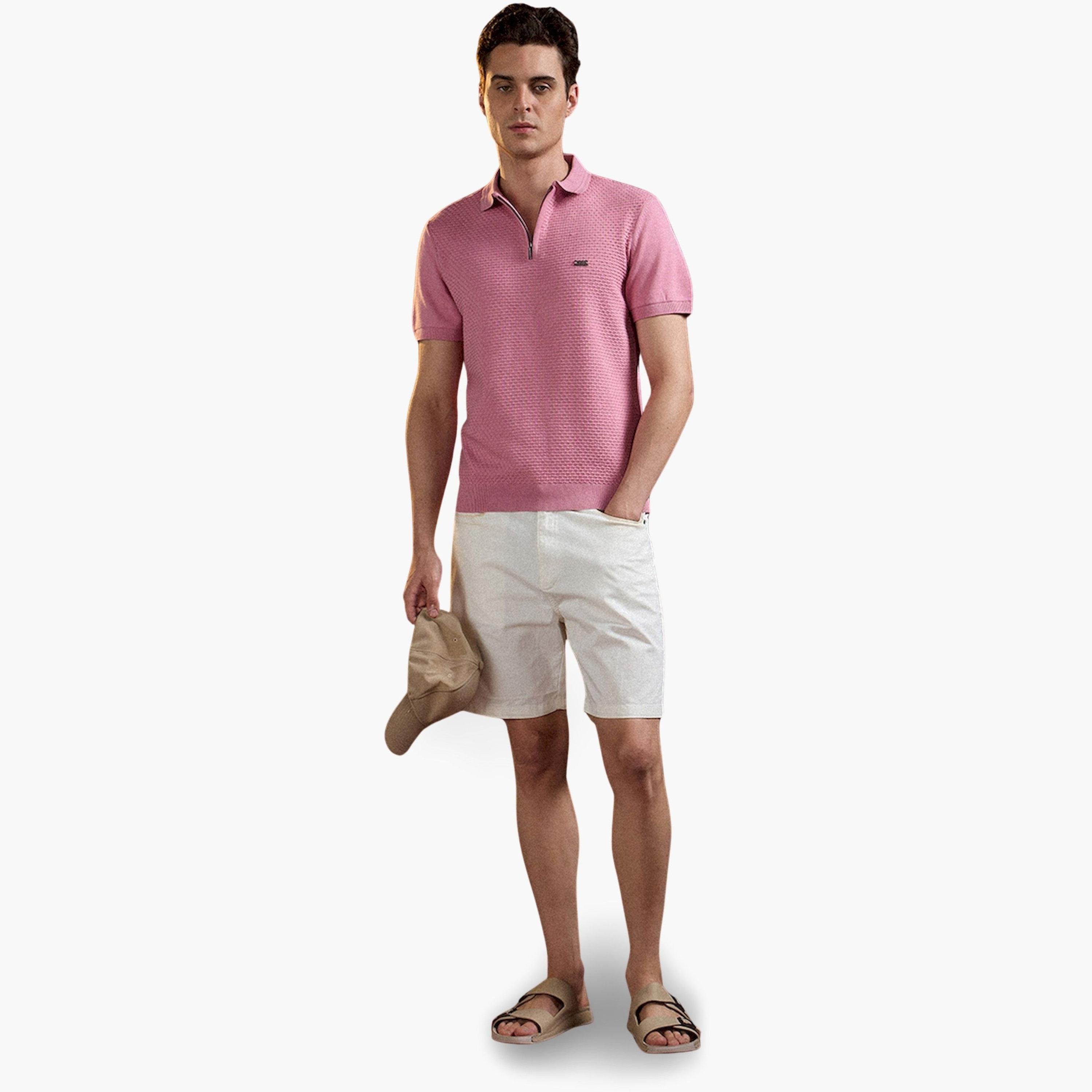 قميص بولو رجالي قطن خالص بارز الملمس وقصة عادية-men-clothing-tshirtsandpolos-polos-image-2