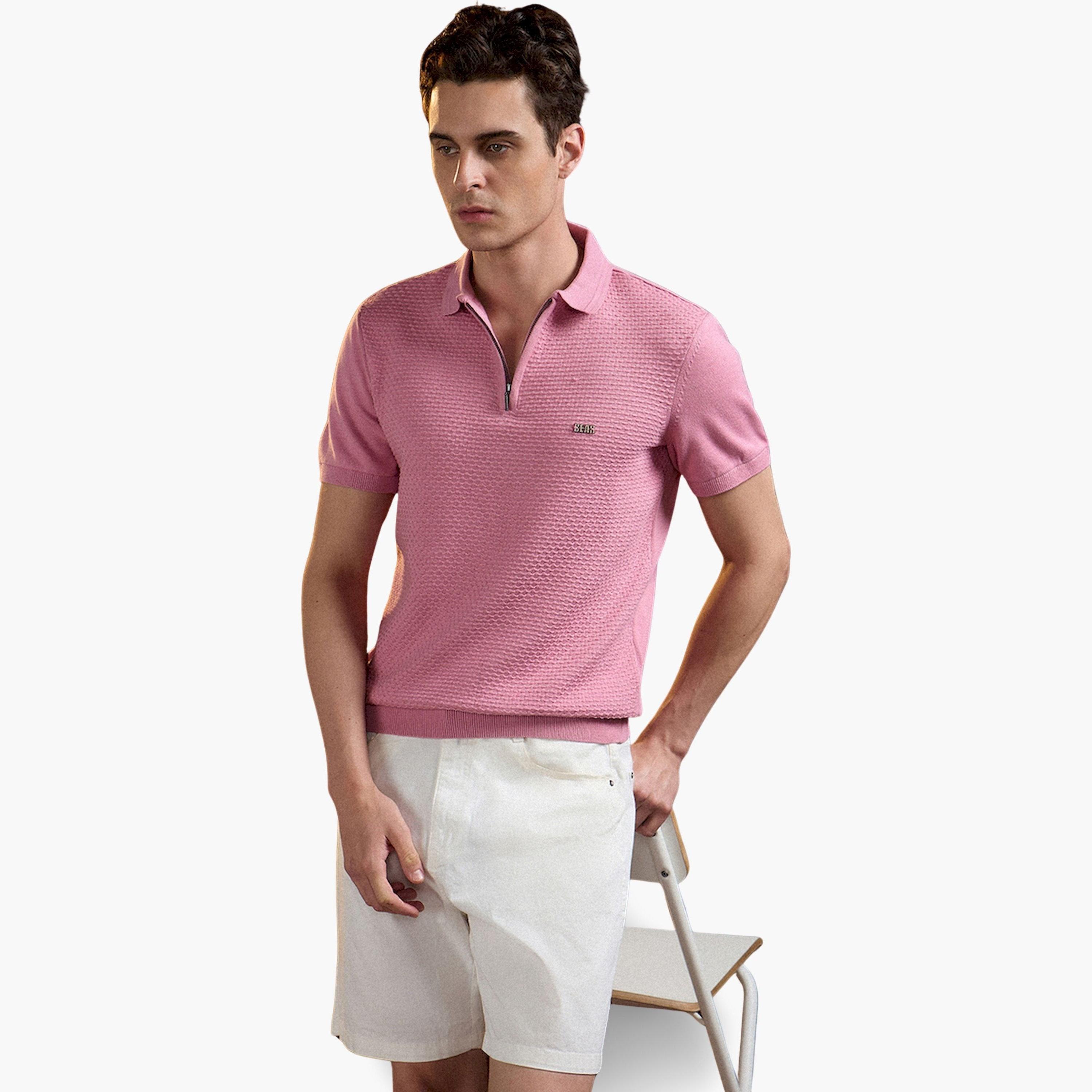 The Bear House X Styli Men Pure Cotton Textured Regular Fit Polo-men-clothing-tshirtsandpolos-polos-image-4