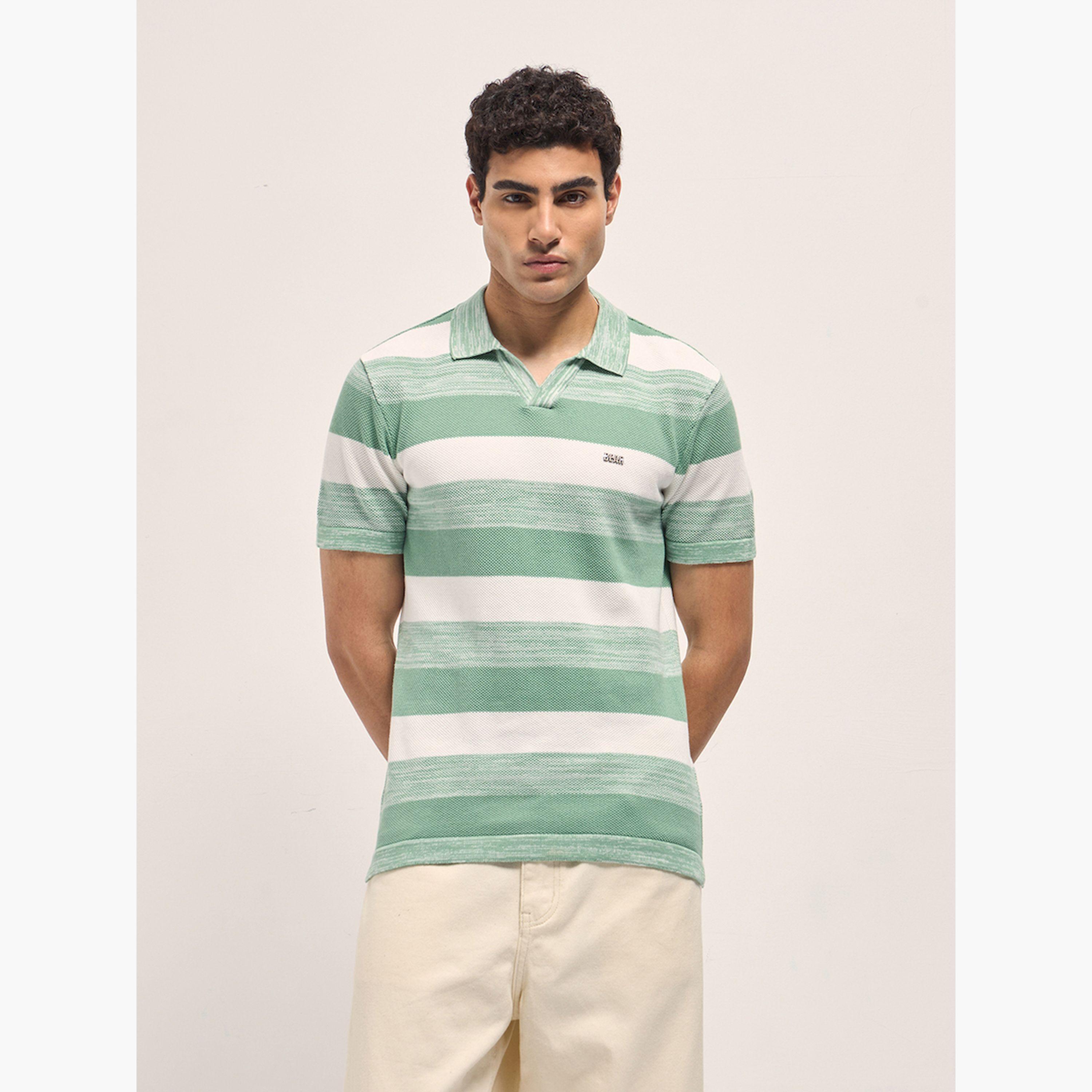 The Bear House X Styli Men Pure Cotton Striped Knitted Slim Fit Polo-men-clothing-tshirtsandpolos-polos-image-1