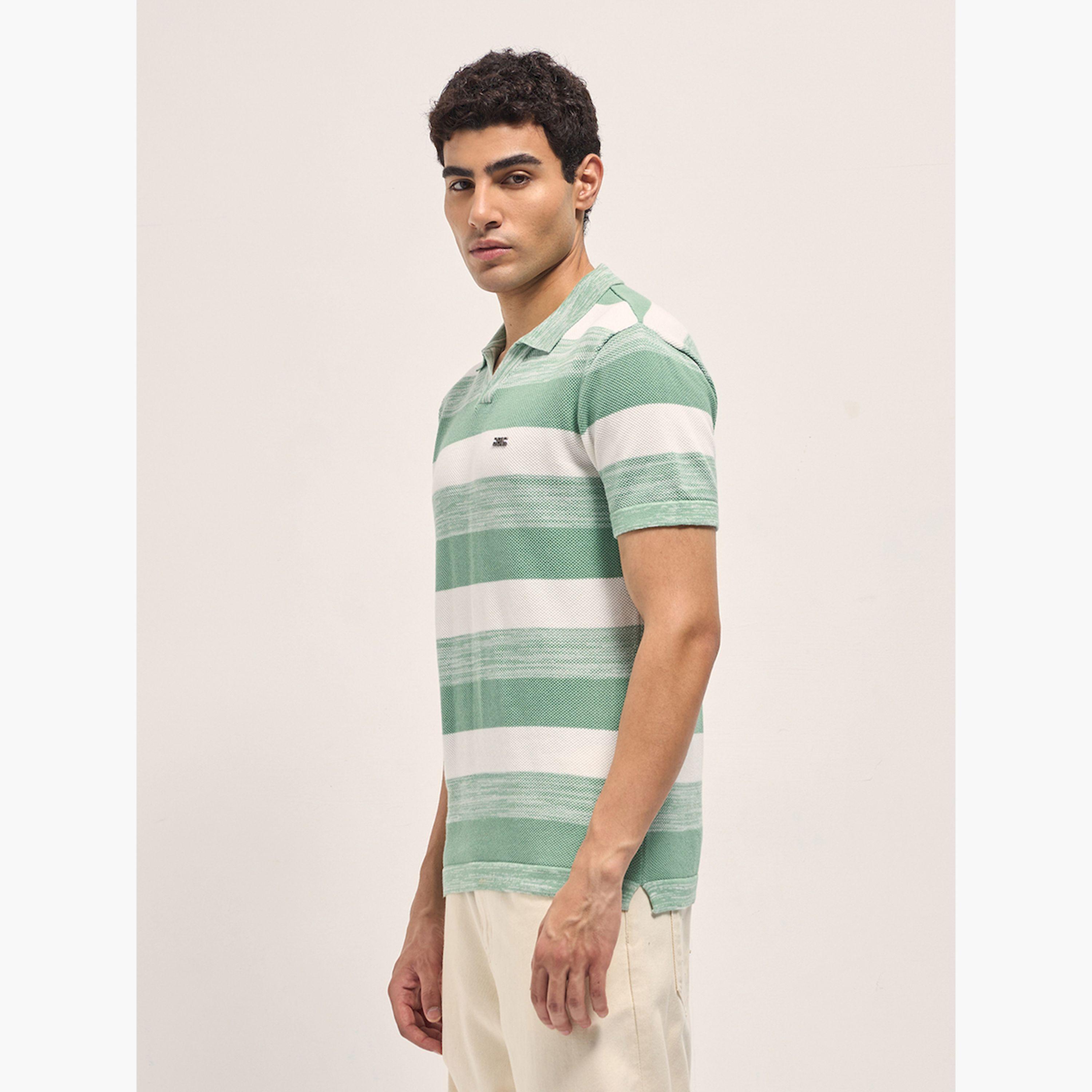 قميص بولو رجالي قطن خالص محبوك مخطط وقصة ضيقة-men-clothing-tshirtsandpolos-polos-image-3