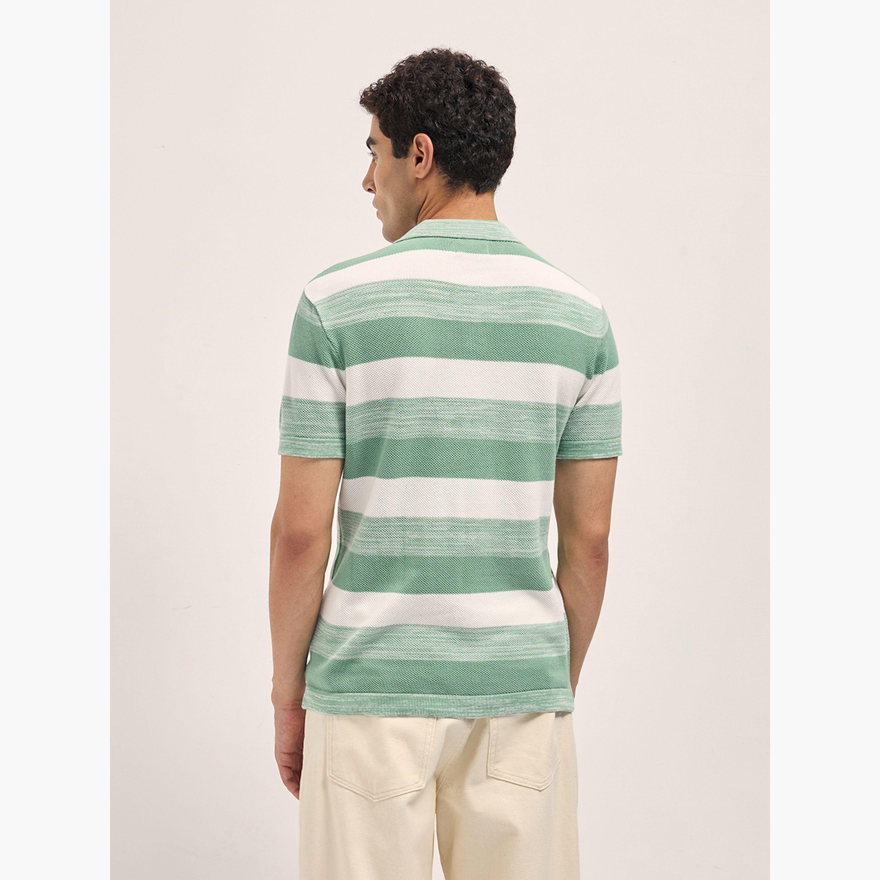 قميص بولو رجالي قطن خالص محبوك مخطط وقصة ضيقة-men-clothing-tshirtsandpolos-polos-image-5