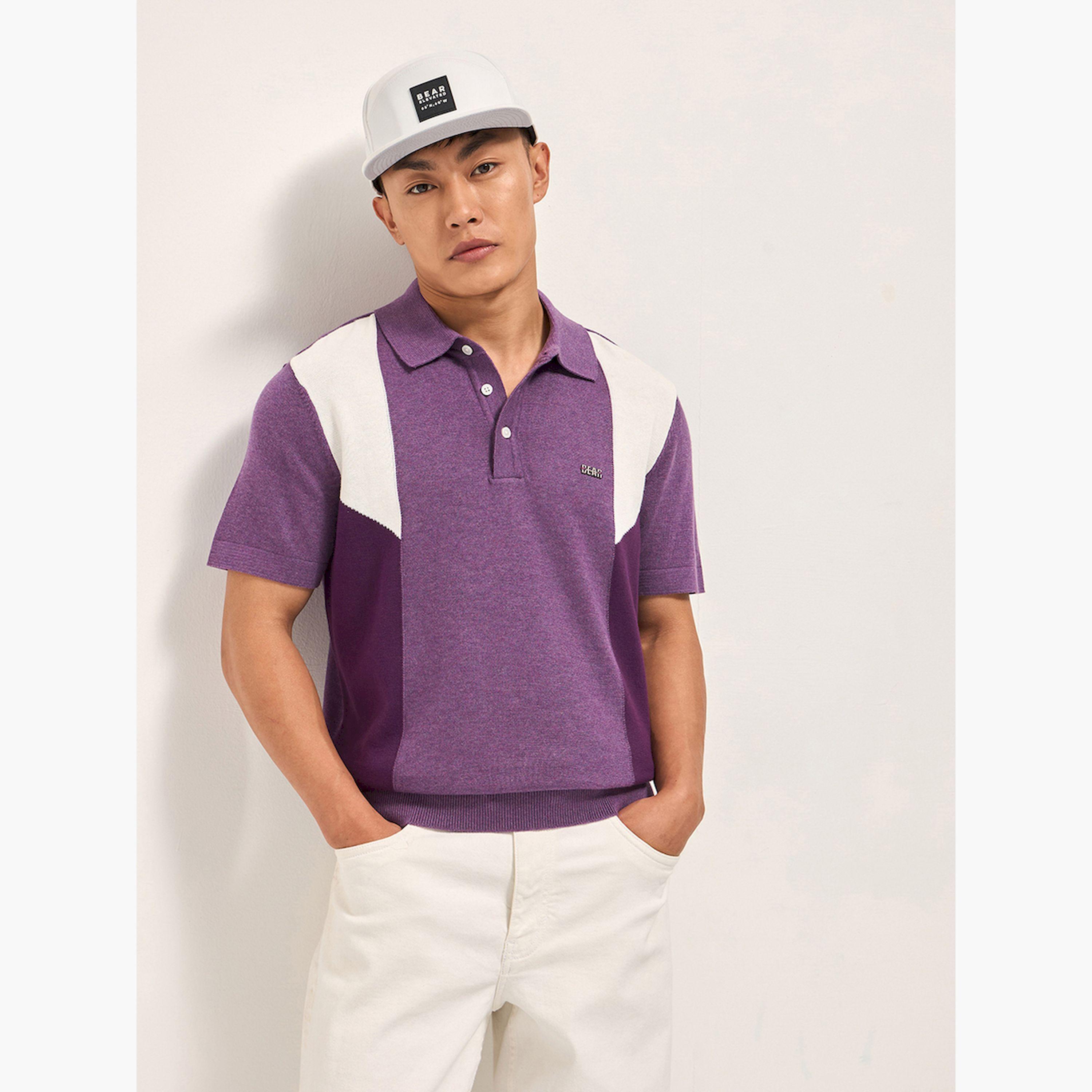 قميص بولو رجالي قطني بتصميم كتل الألوان وقصة عادية-men-clothing-tshirtsandpolos-polos-image-4