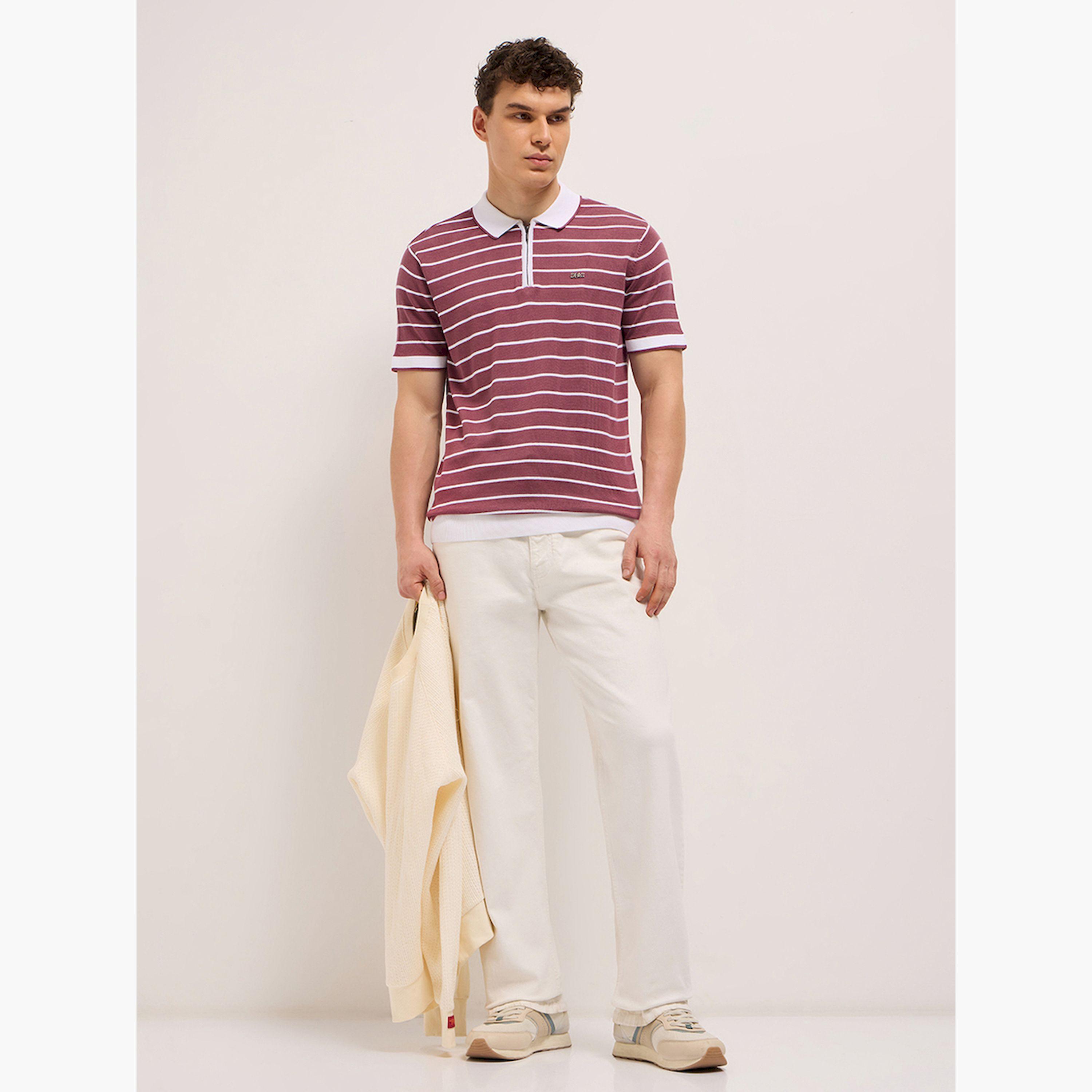 قميص بولو رجالي قطني مخطط وقصة ضيقة-men-clothing-tshirtsandpolos-polos-image-2