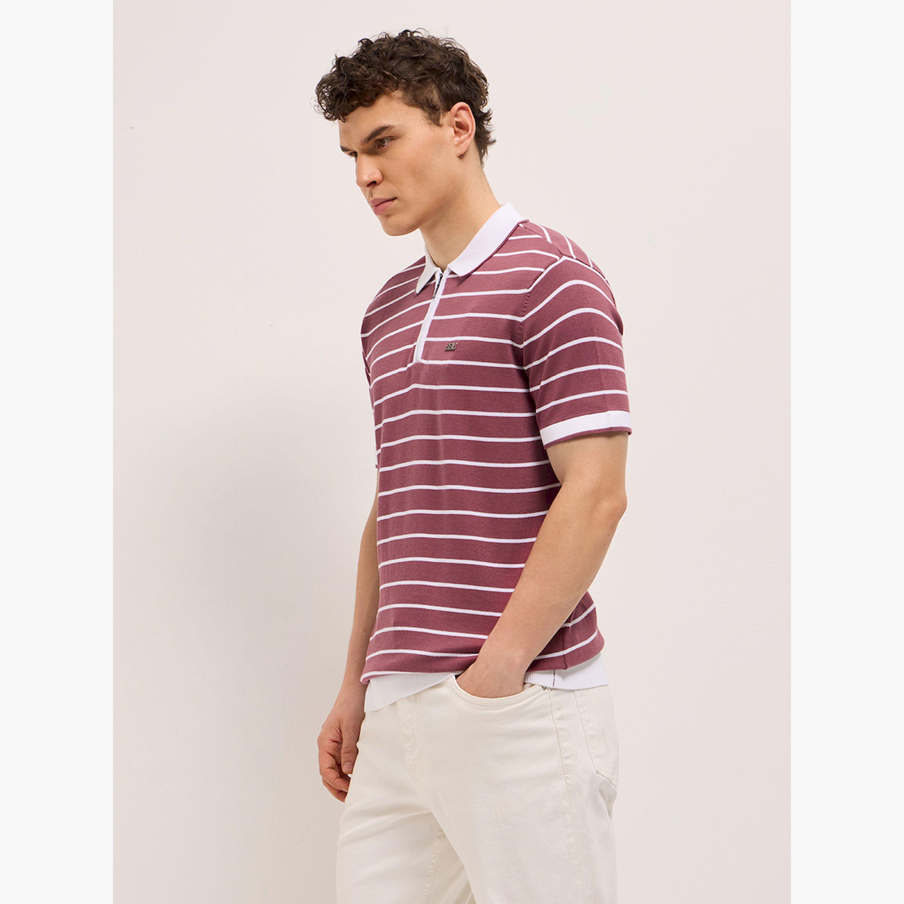 قميص بولو رجالي قطني مخطط وقصة ضيقة-men-clothing-tshirtsandpolos-polos-image-3