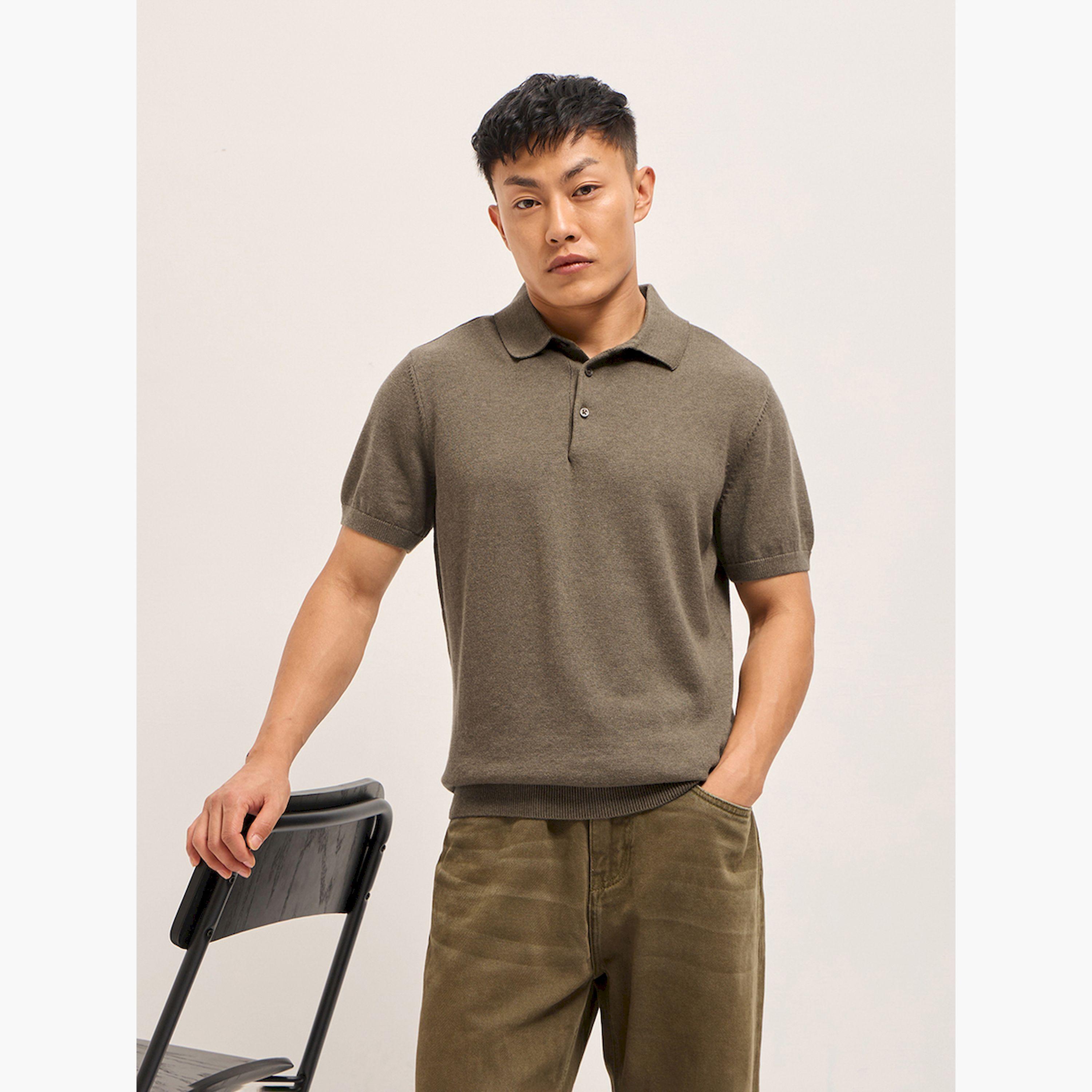 قميص بولو رجالي قطني سادة وقصة عادية-men-clothing-tshirtsandpolos-polos-image-3