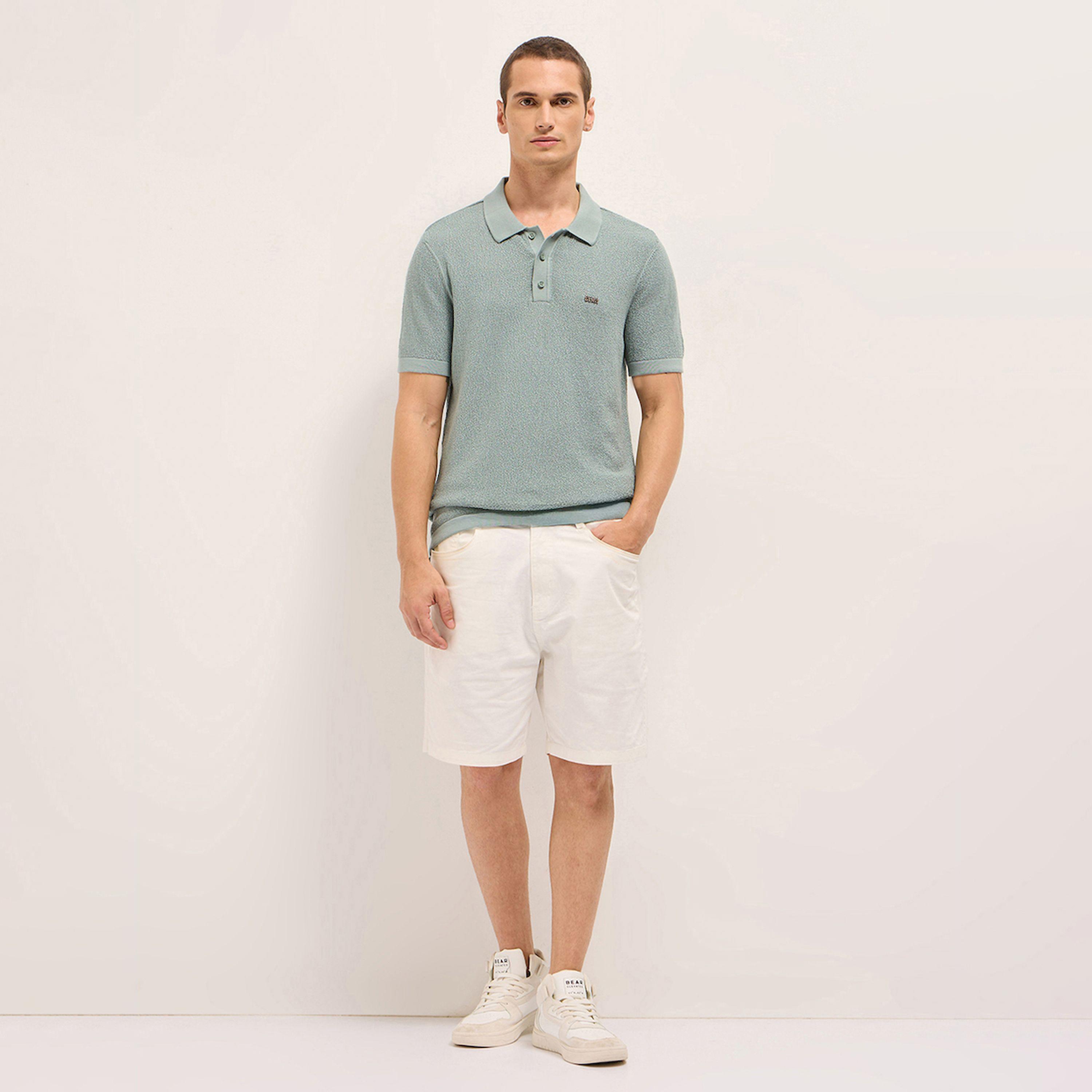 قميص بولو رجالي سادة محبوك بارز الملمس وقصة عادية-men-clothing-tshirtsandpolos-polos-image-2