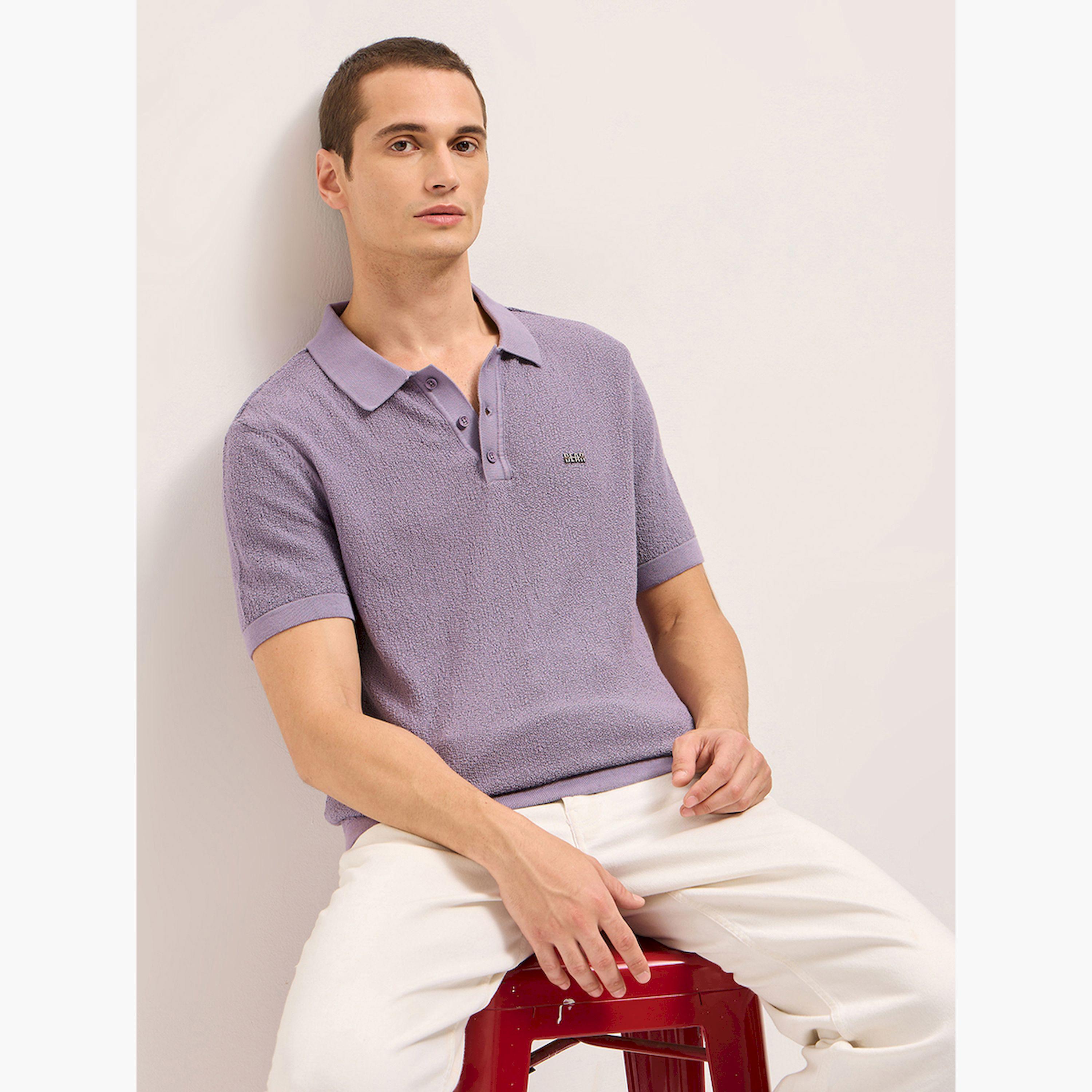 The Bear House X Styli Men Solid Textured Flat Knit Regular Fit Polo-men-clothing-tshirtsandpolos-polos-image-4