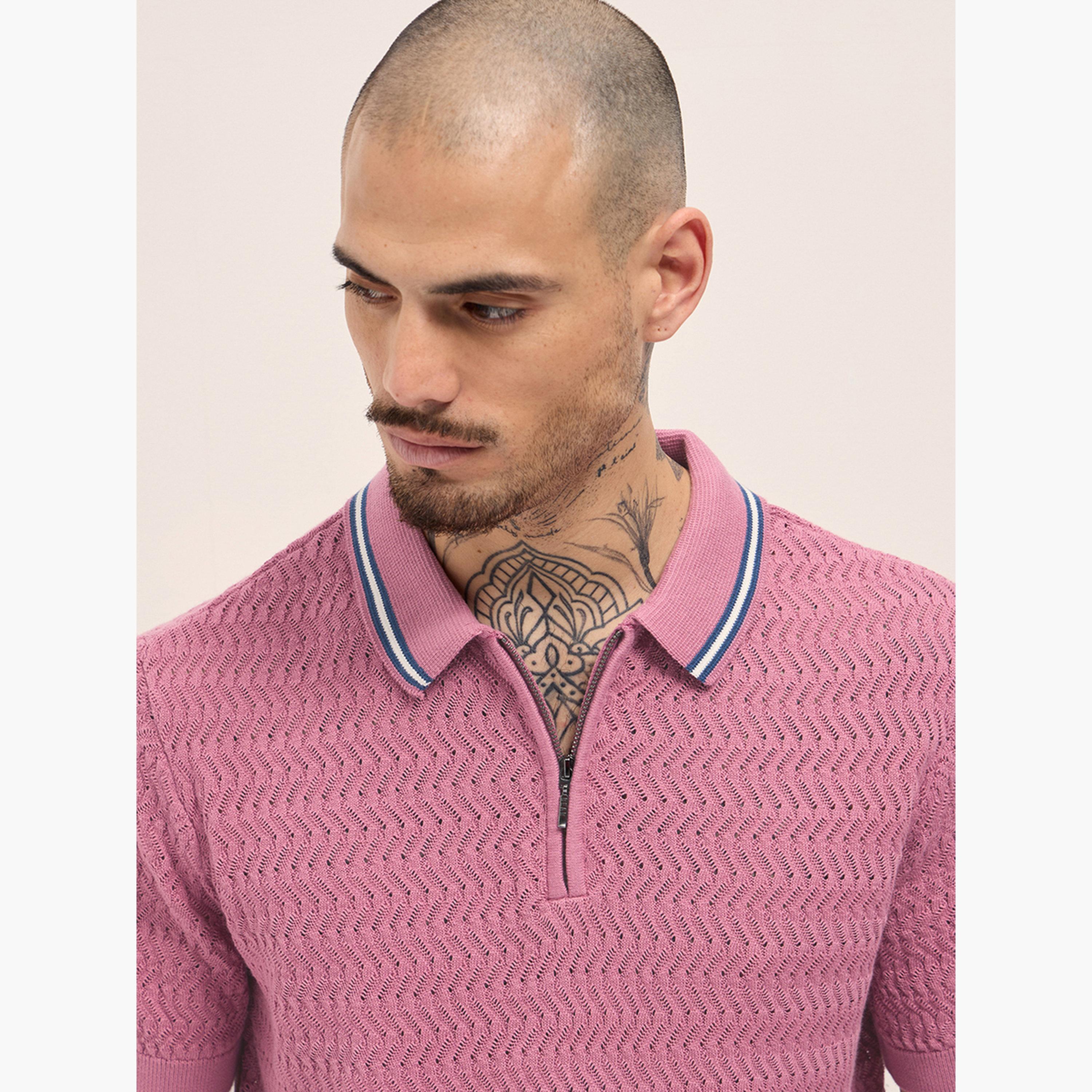 The Bear House X Styli Men Pure Cotton Textured Slim Fit Polo-men-clothing-tshirtsandpolos-polos-image-2