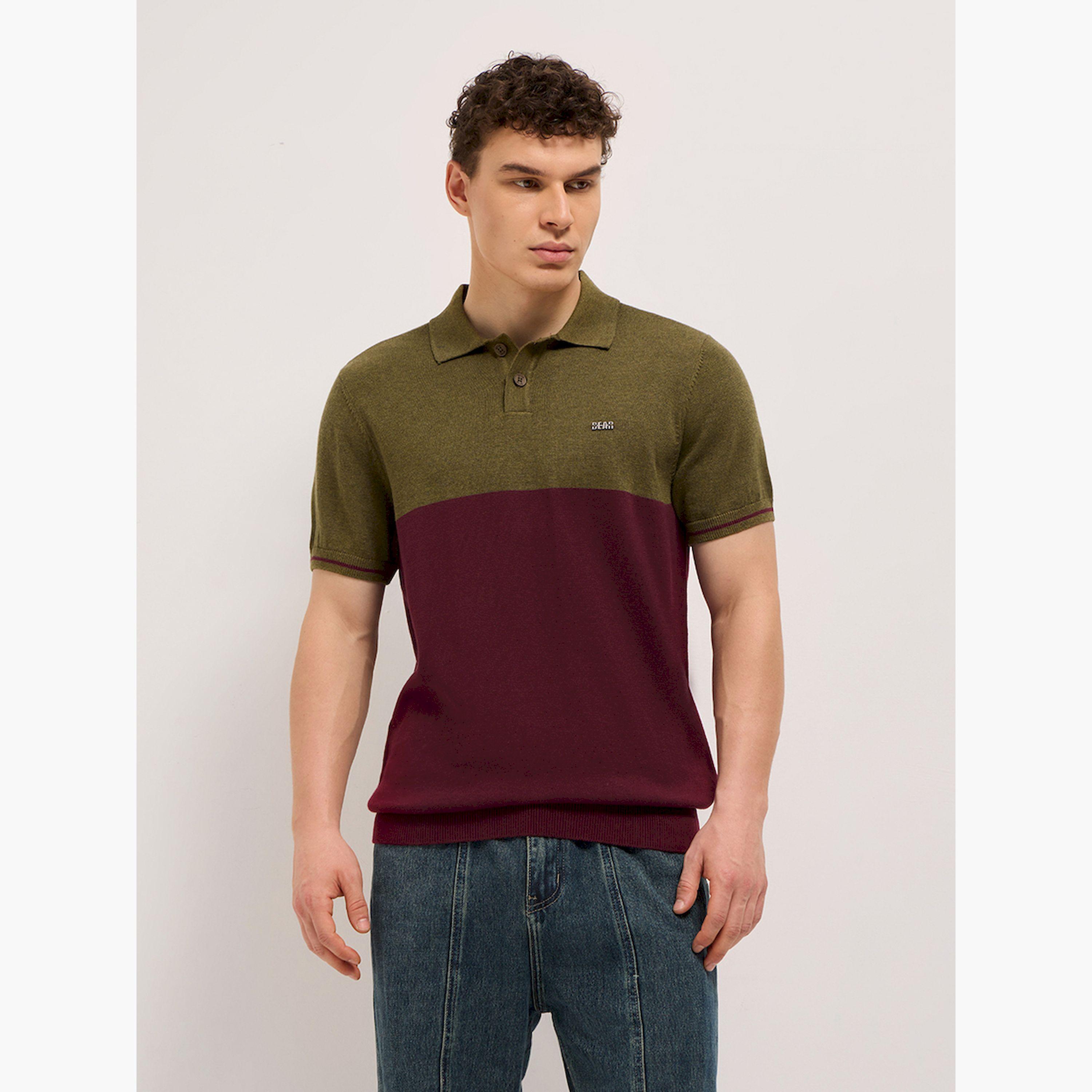 قميص بولو رجالي قطني بتصميم كتل الألوان وقصة عادية-men-clothing-tshirtsandpolos-polos-image-1