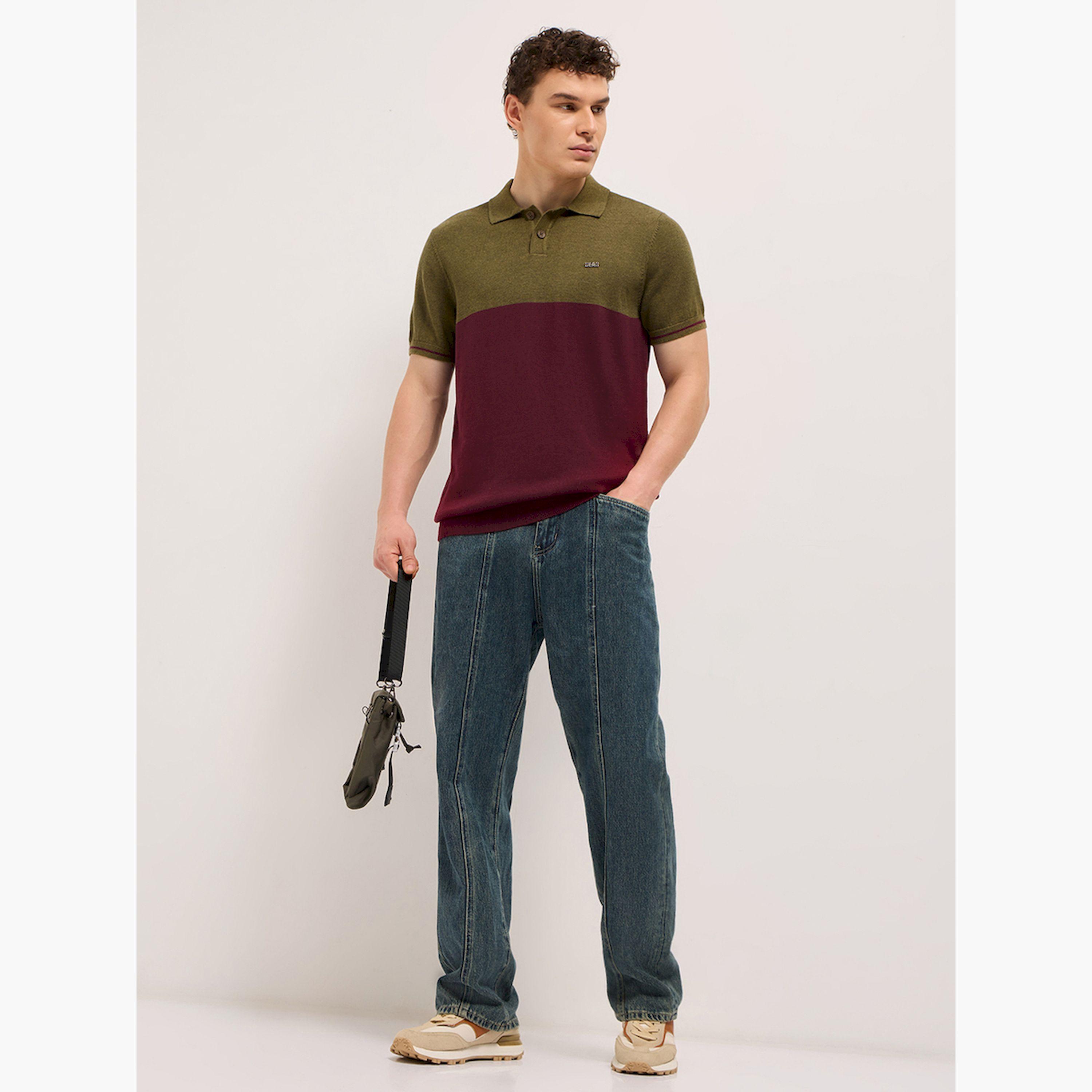 قميص بولو رجالي قطني بتصميم كتل الألوان وقصة عادية-men-clothing-tshirtsandpolos-polos-image-2