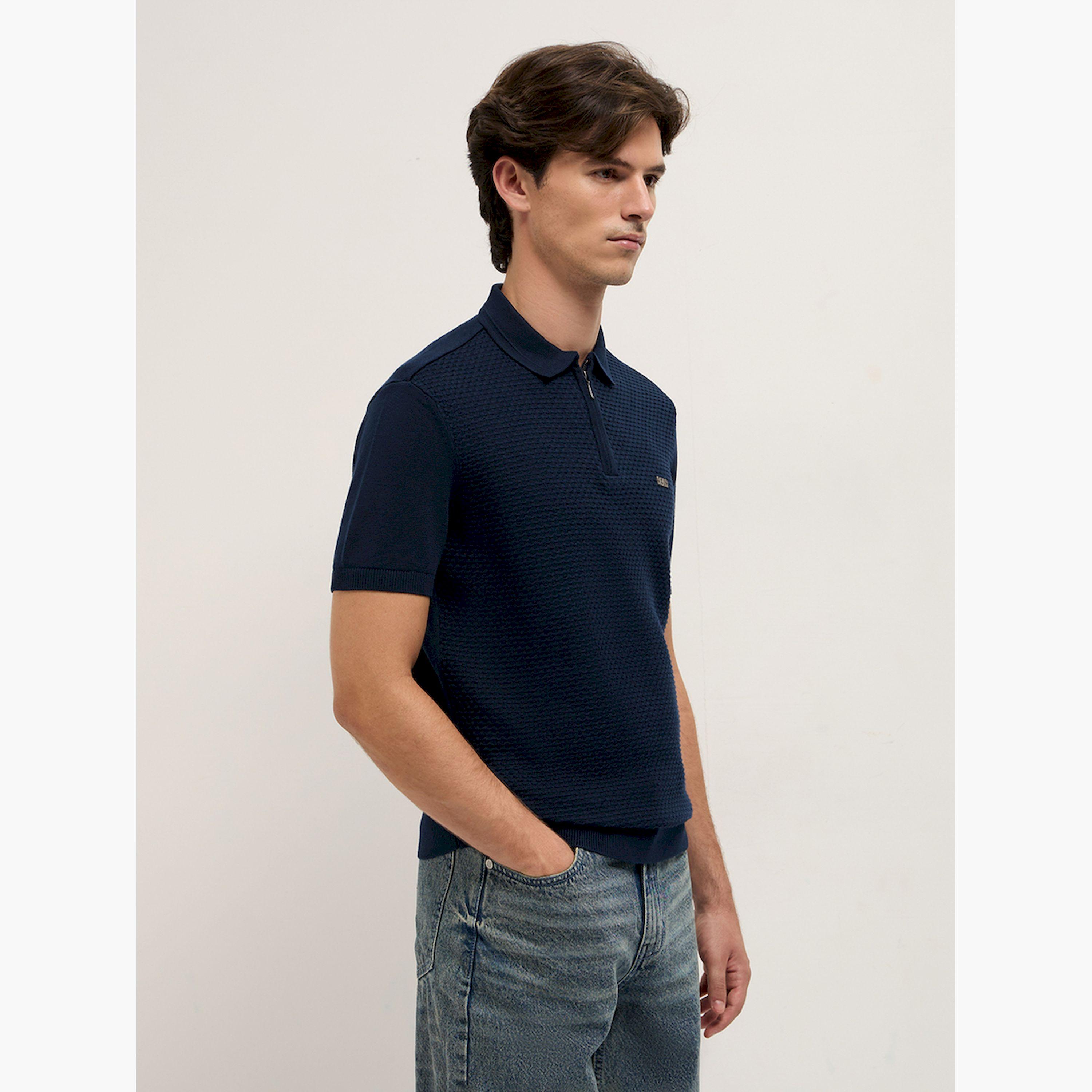 قميص بولو رجالي قطن خالص محبوك بارز الملمس وقصة عادية-men-clothing-tshirtsandpolos-polos-image-4