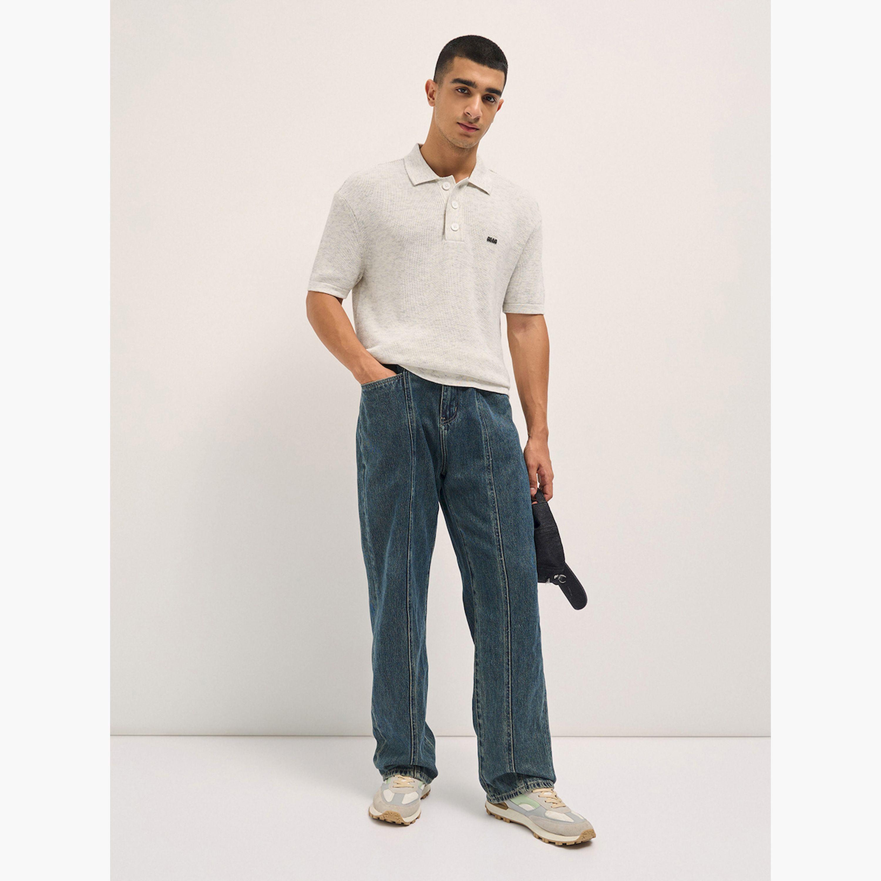 قميص بولو رجالي قطني محبوك سادة وقصة مريحة-men-clothing-tshirtsandpolos-polos-image-2