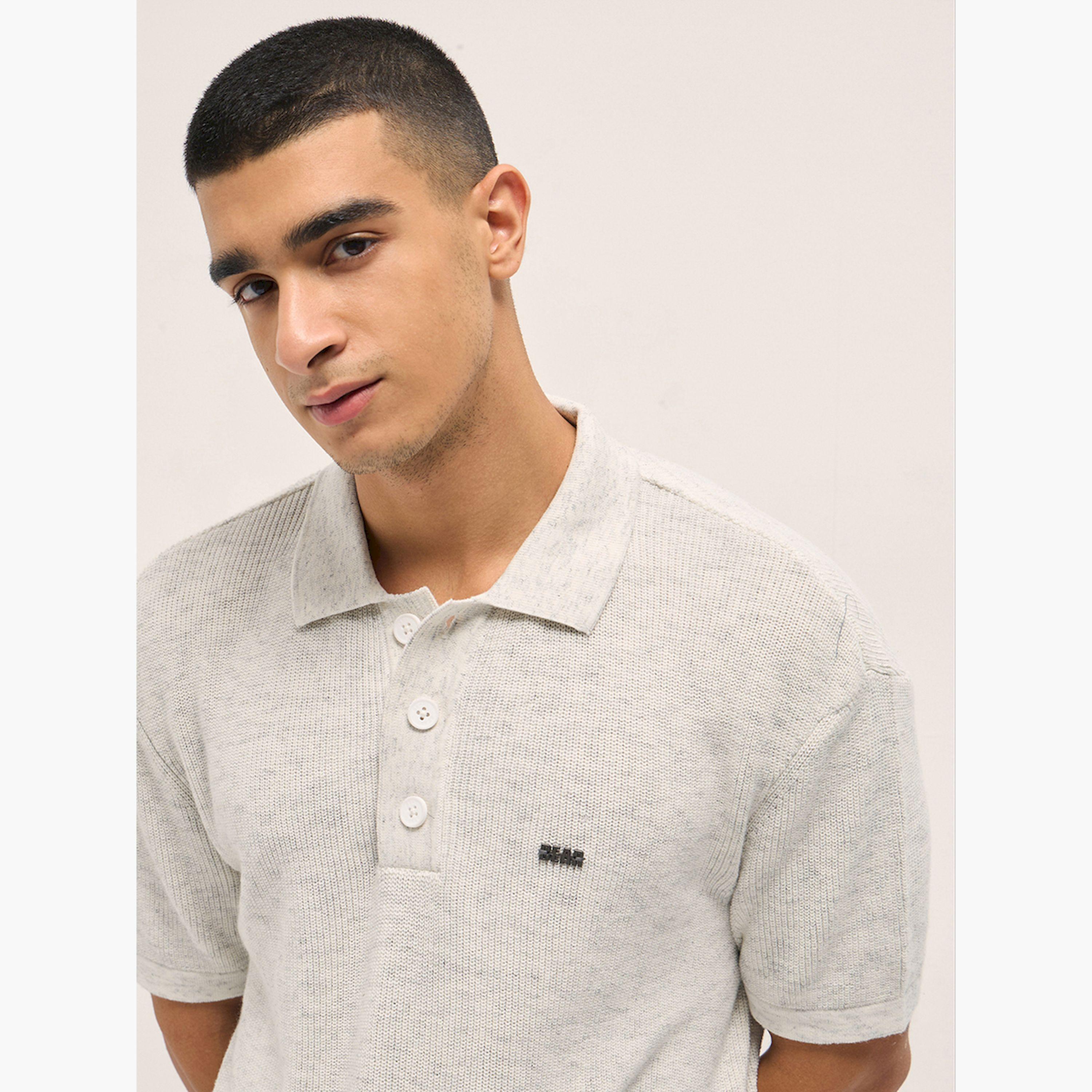 قميص بولو رجالي قطني محبوك سادة وقصة مريحة-men-clothing-tshirtsandpolos-polos-image-3