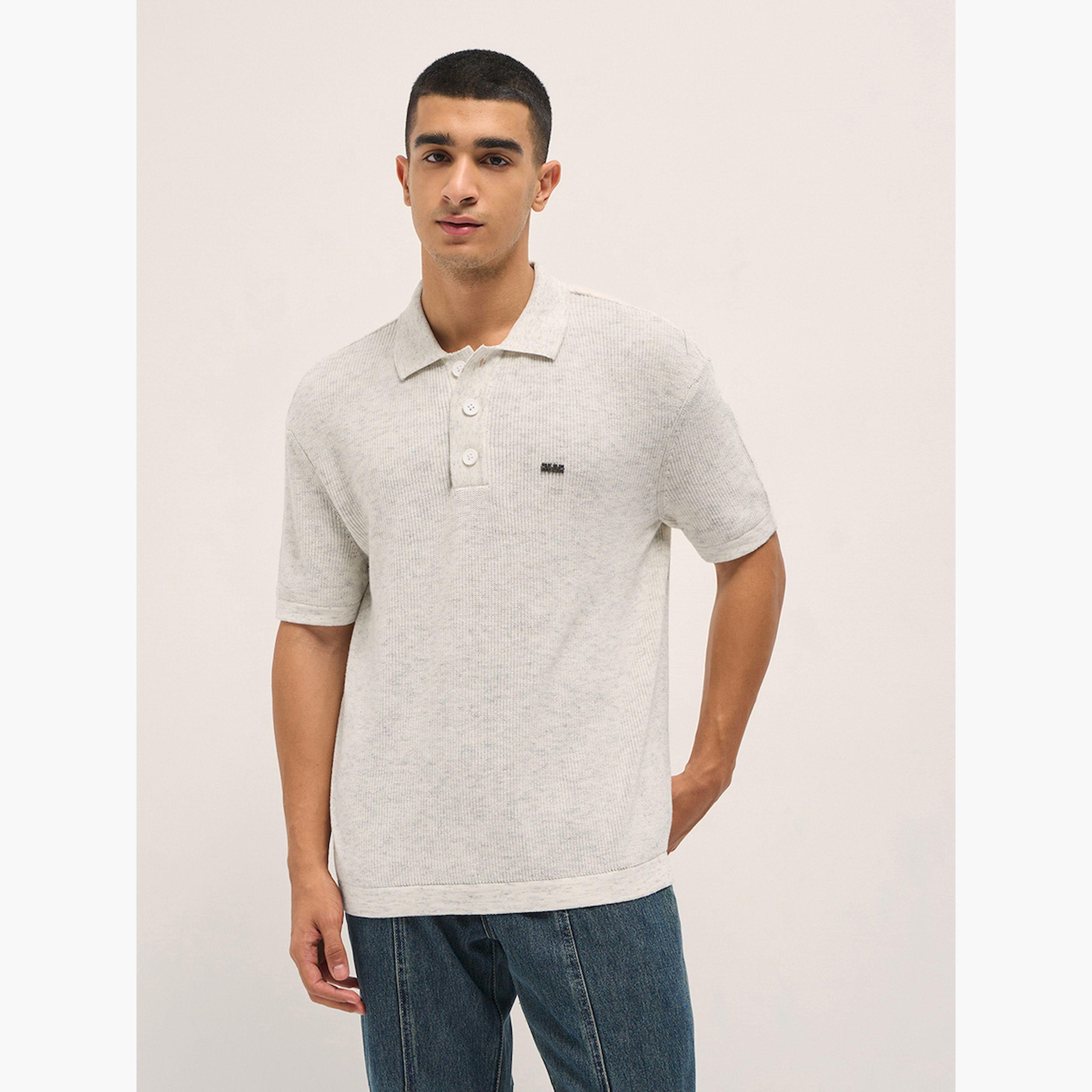 قميص بولو رجالي قطني محبوك سادة وقصة مريحة-men-clothing-tshirtsandpolos-polos-image-4